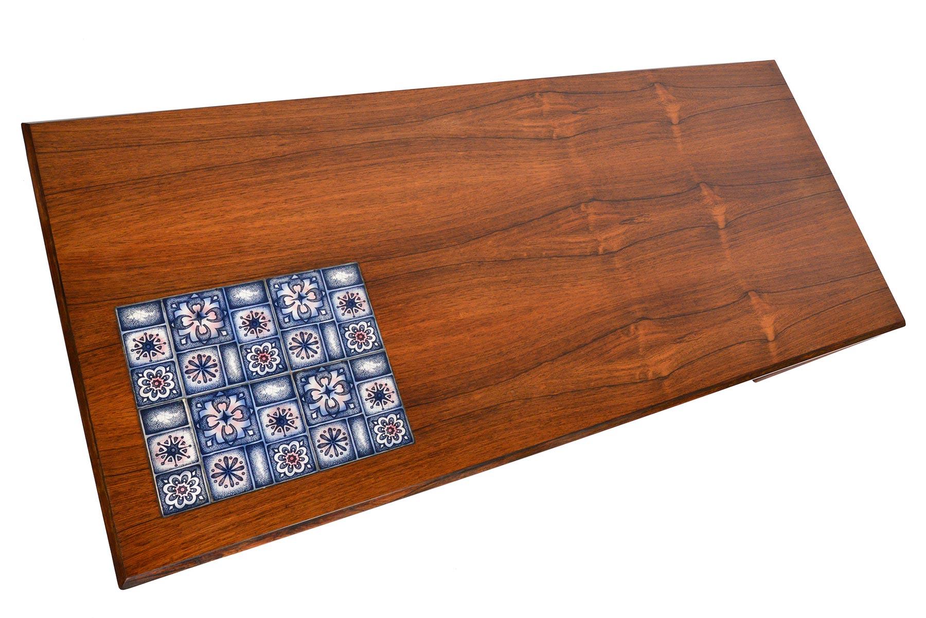 Johannes Andersen Rosewood Coffee Table with Tile In Excellent Condition In Berkeley, CA