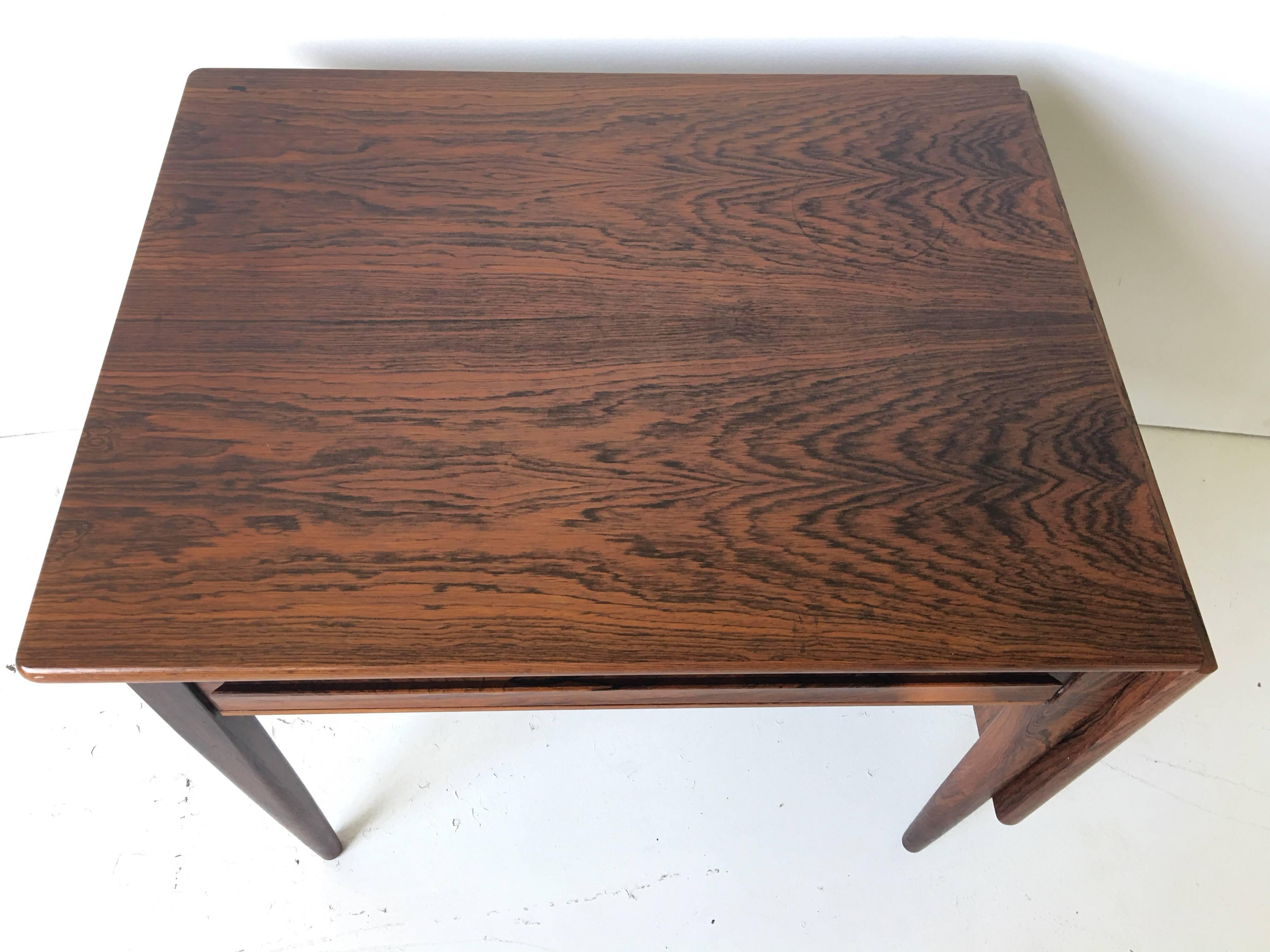 Johannes Andersen Rosewood Danish Modern Drop-Leaf Side Sewing Table 4