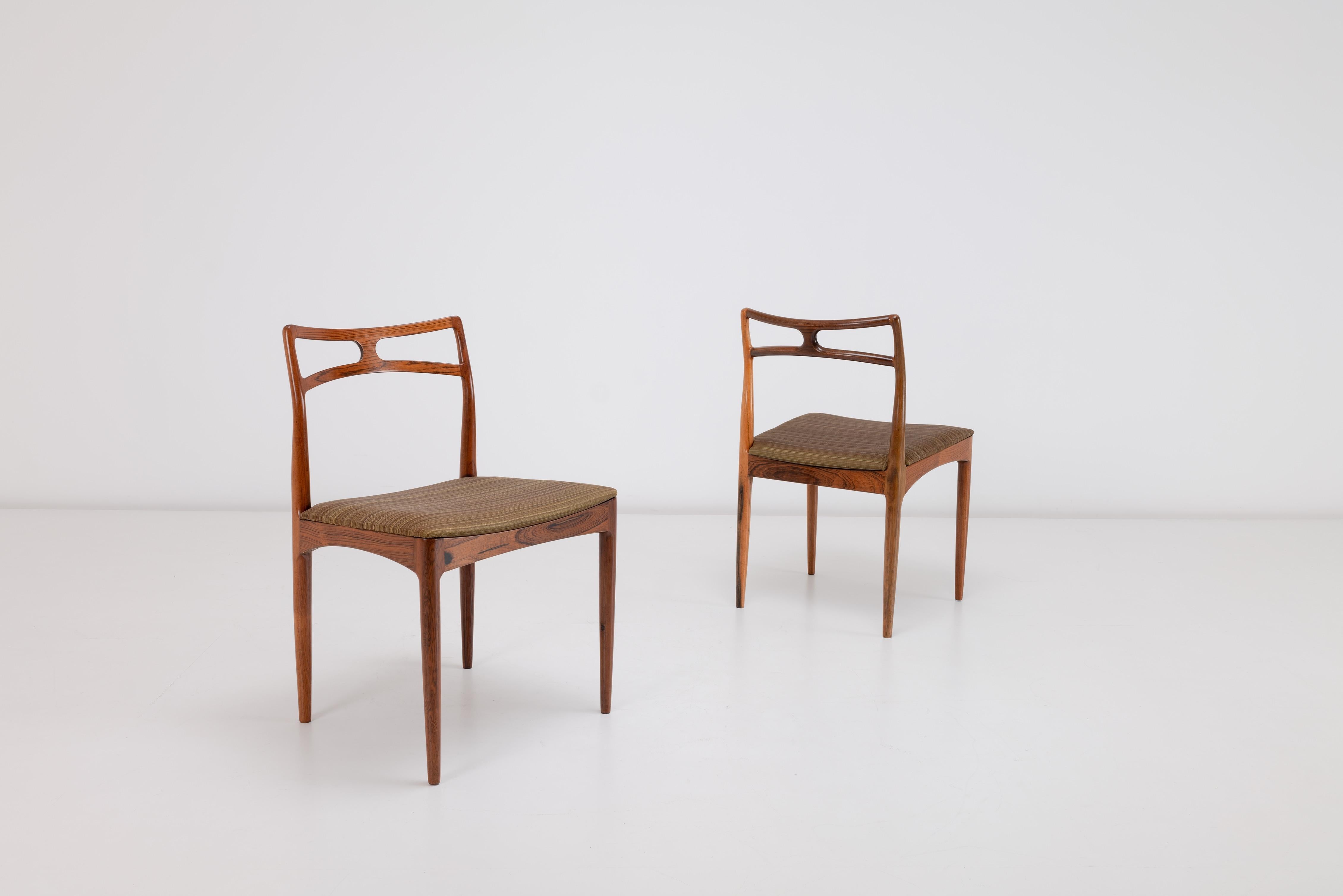 Danish 6 x Johannes Andersen Rosewood Dining Chairs Model 94 John Boyd Horsehair For Sale