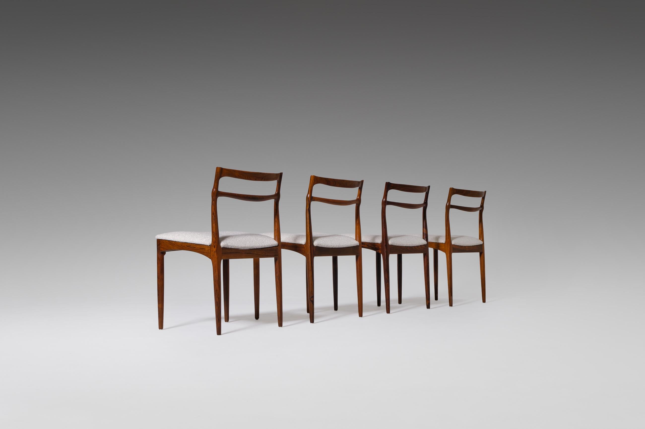 Mid-Century Modern Johannes Andersen Rosewood Dining Chairs, Set of Four