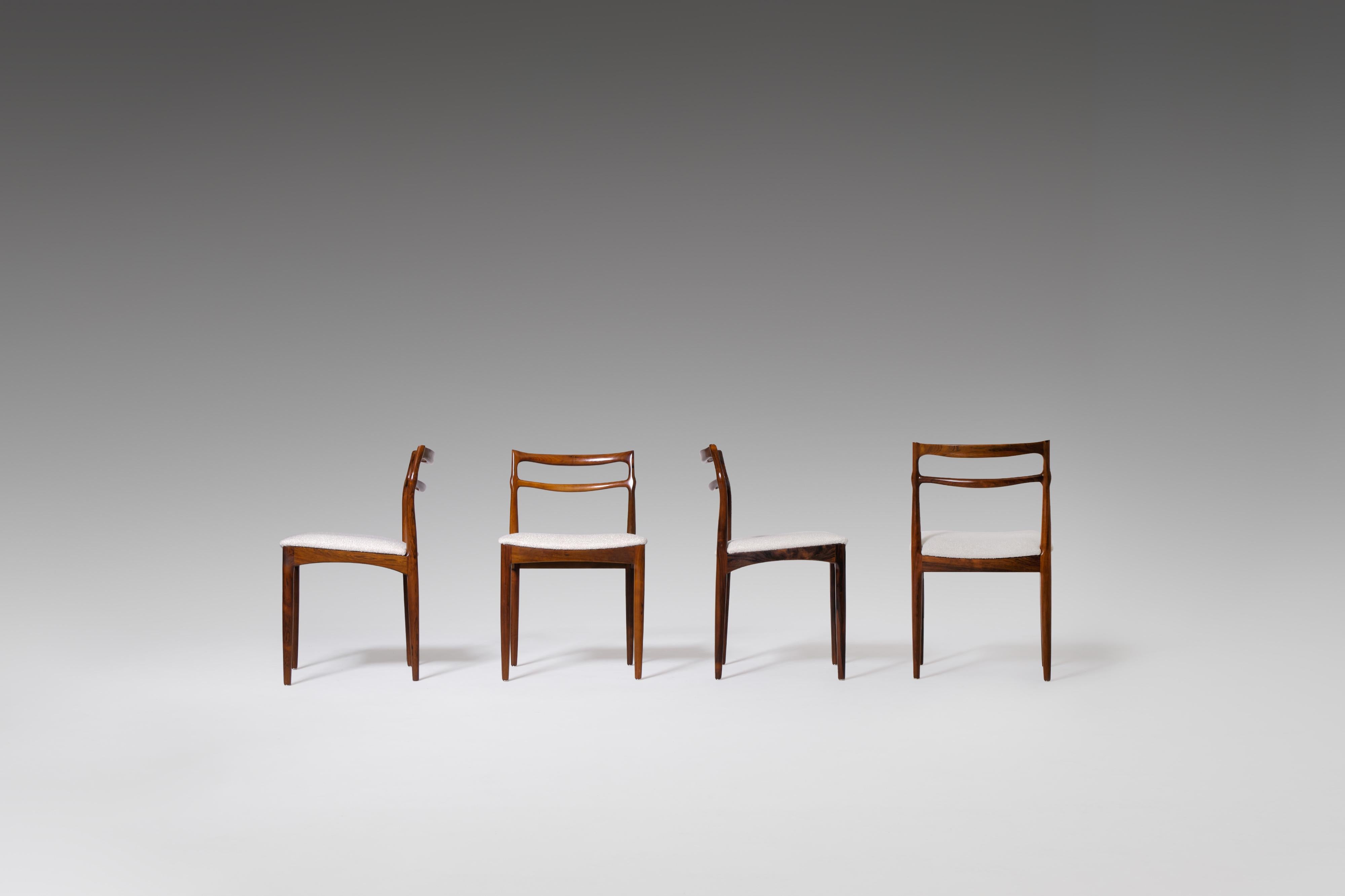 Danish Johannes Andersen Rosewood Dining Chairs, Set of Four