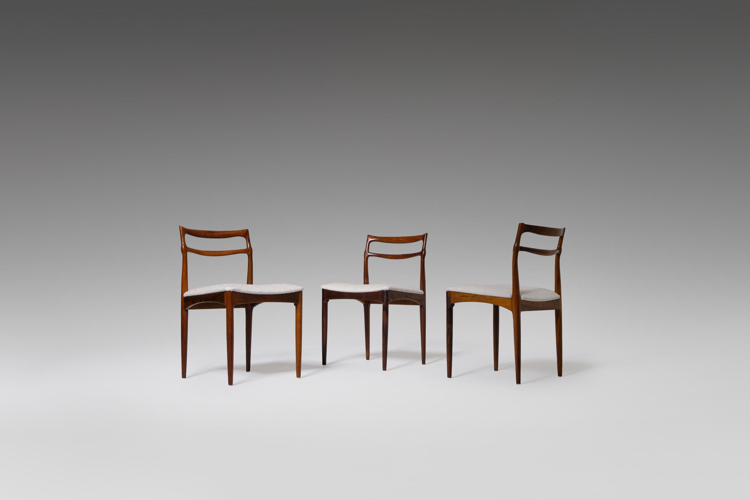 Wool Johannes Andersen Rosewood Dining Chairs, Set of Four