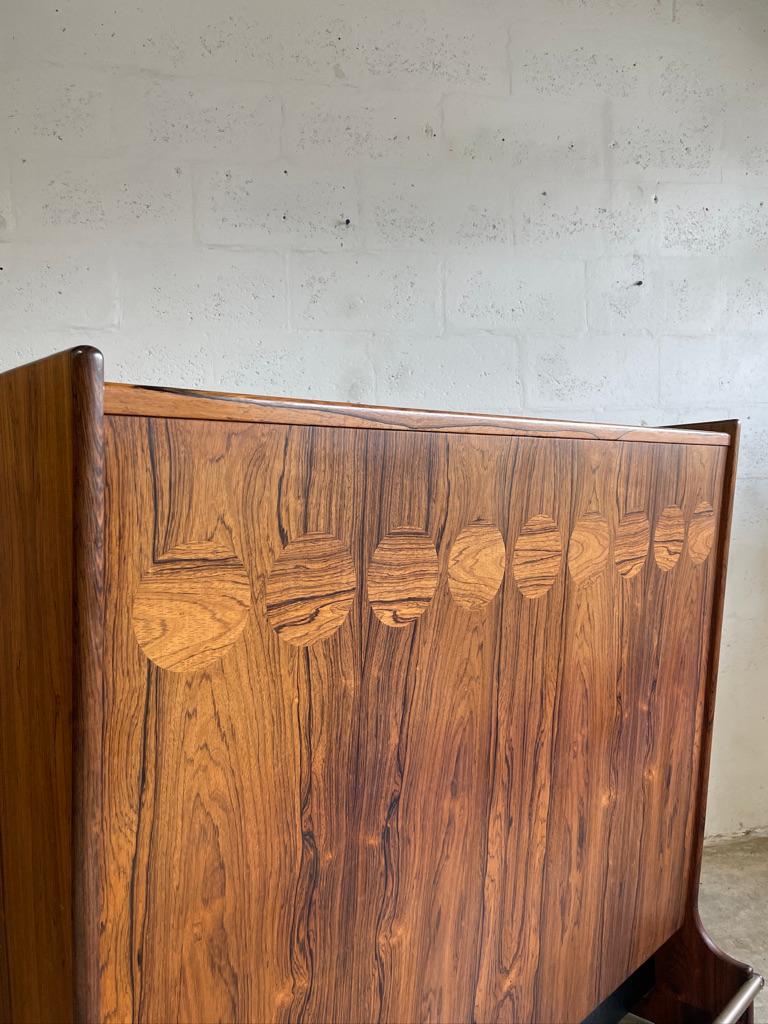Glass Johannes Andersen Rosewood Dry Bar Danish Mid Century For Sale
