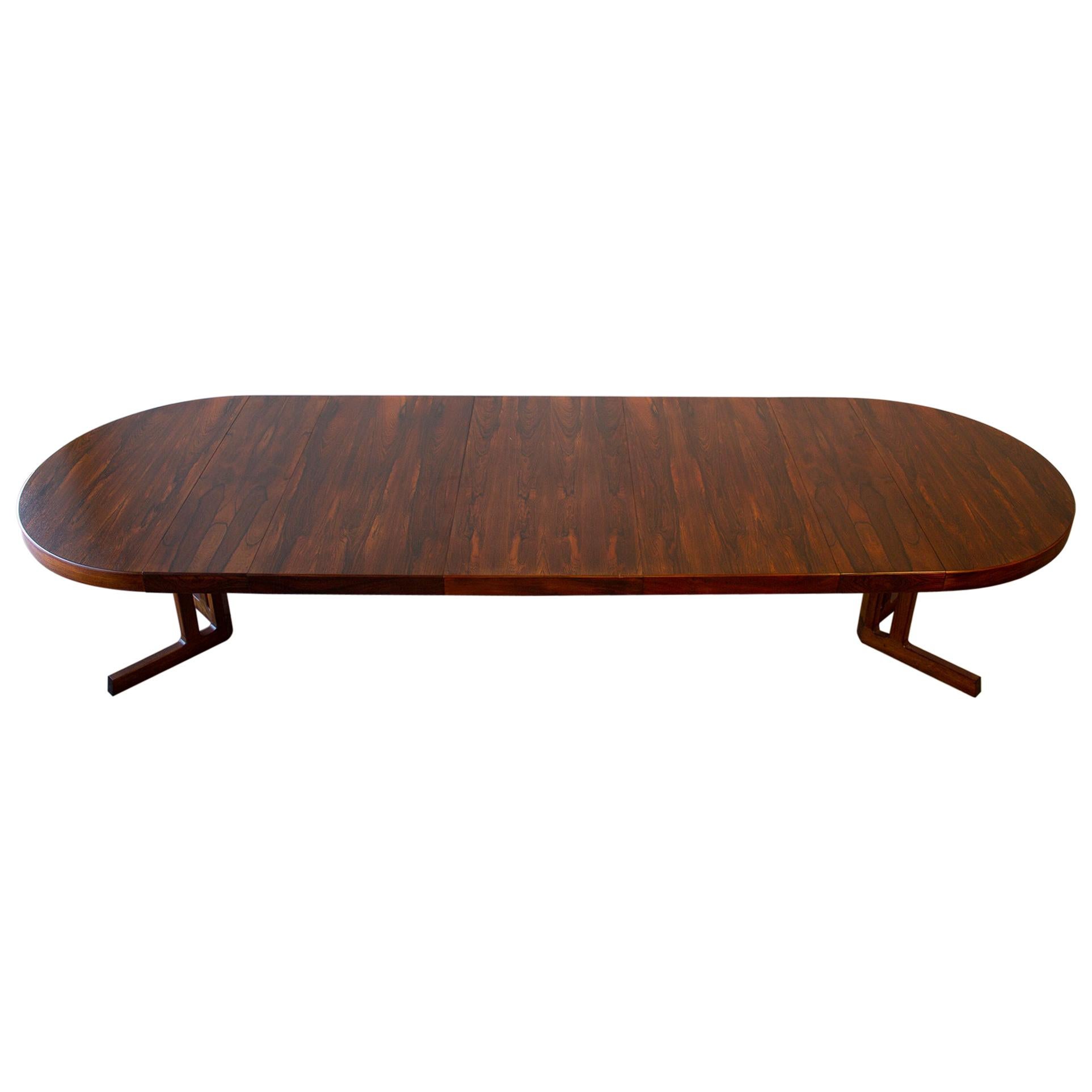 Johannes Andersen Rosewood Extension Dining Table Scandinavian Modern, 1960s 