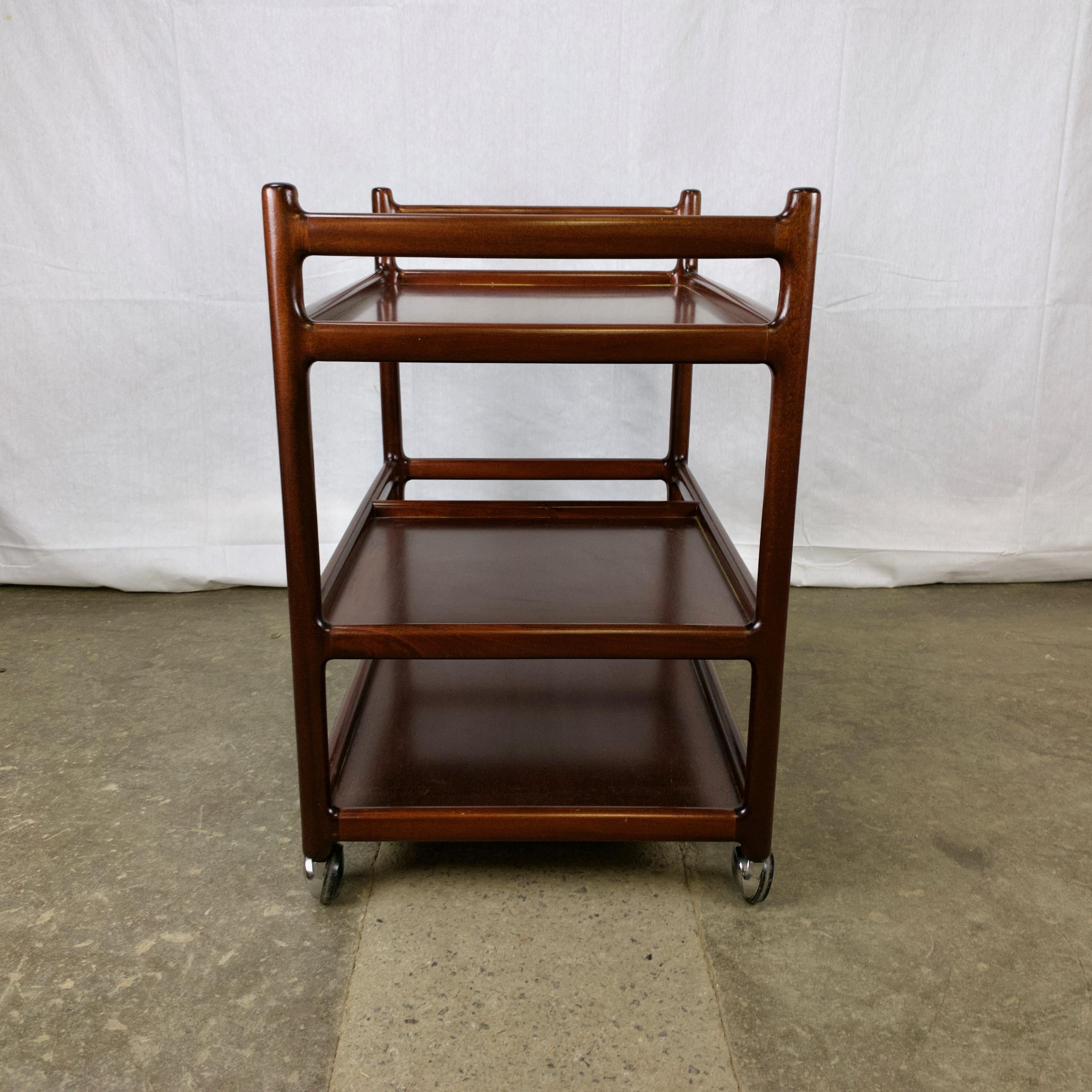 Scandinavian Modern Johannes Andersen Rosewood / Mahogany Tea Trolley or Bar Cart by CFC Silkeborg For Sale