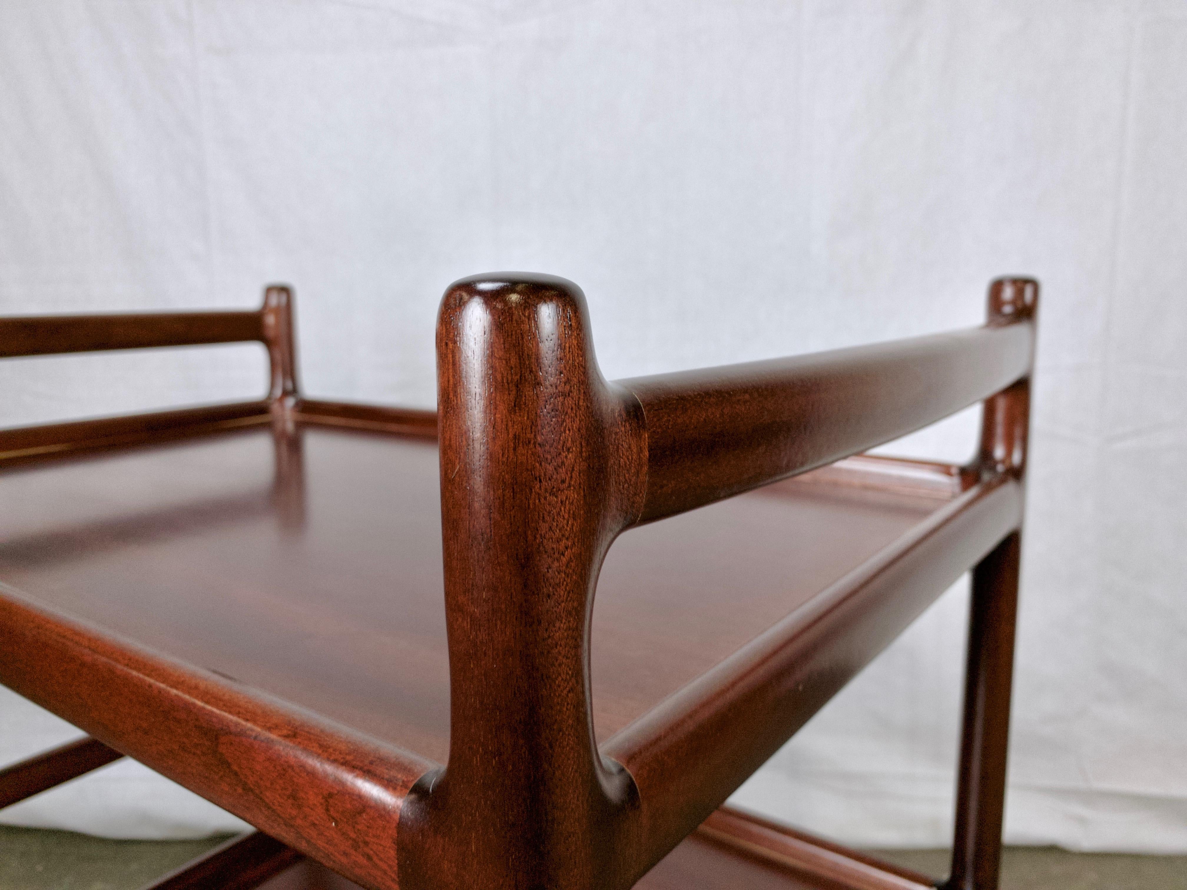 Danish Johannes Andersen Rosewood / Mahogany Tea Trolley or Bar Cart by CFC Silkeborg For Sale