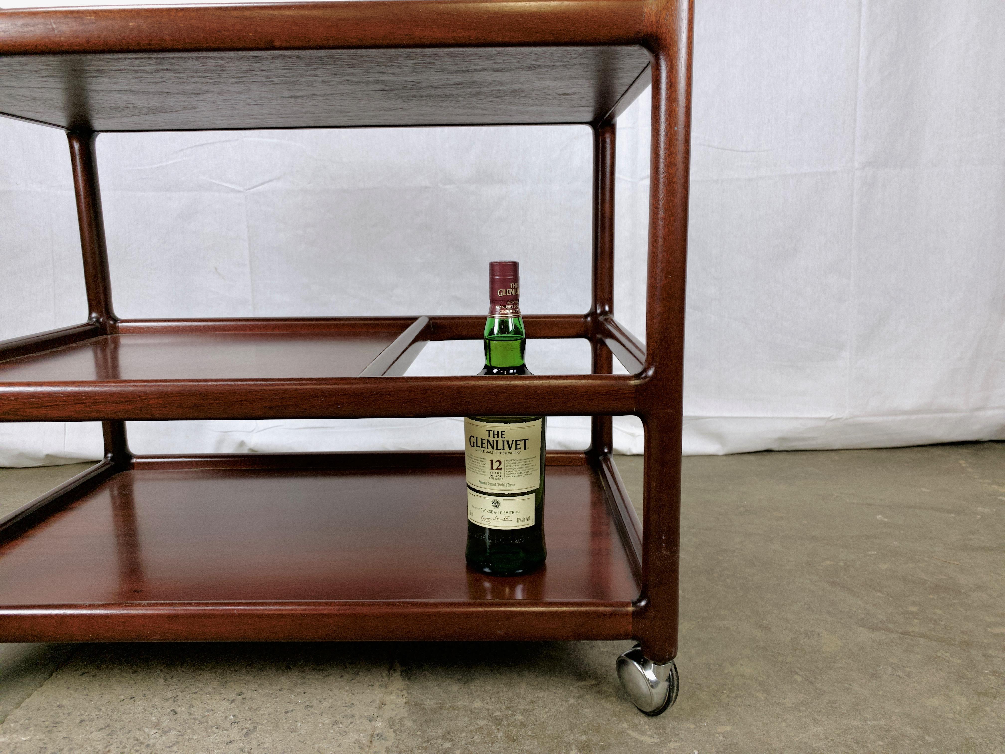 Mid-20th Century Johannes Andersen Rosewood / Mahogany Tea Trolley or Bar Cart by CFC Silkeborg For Sale