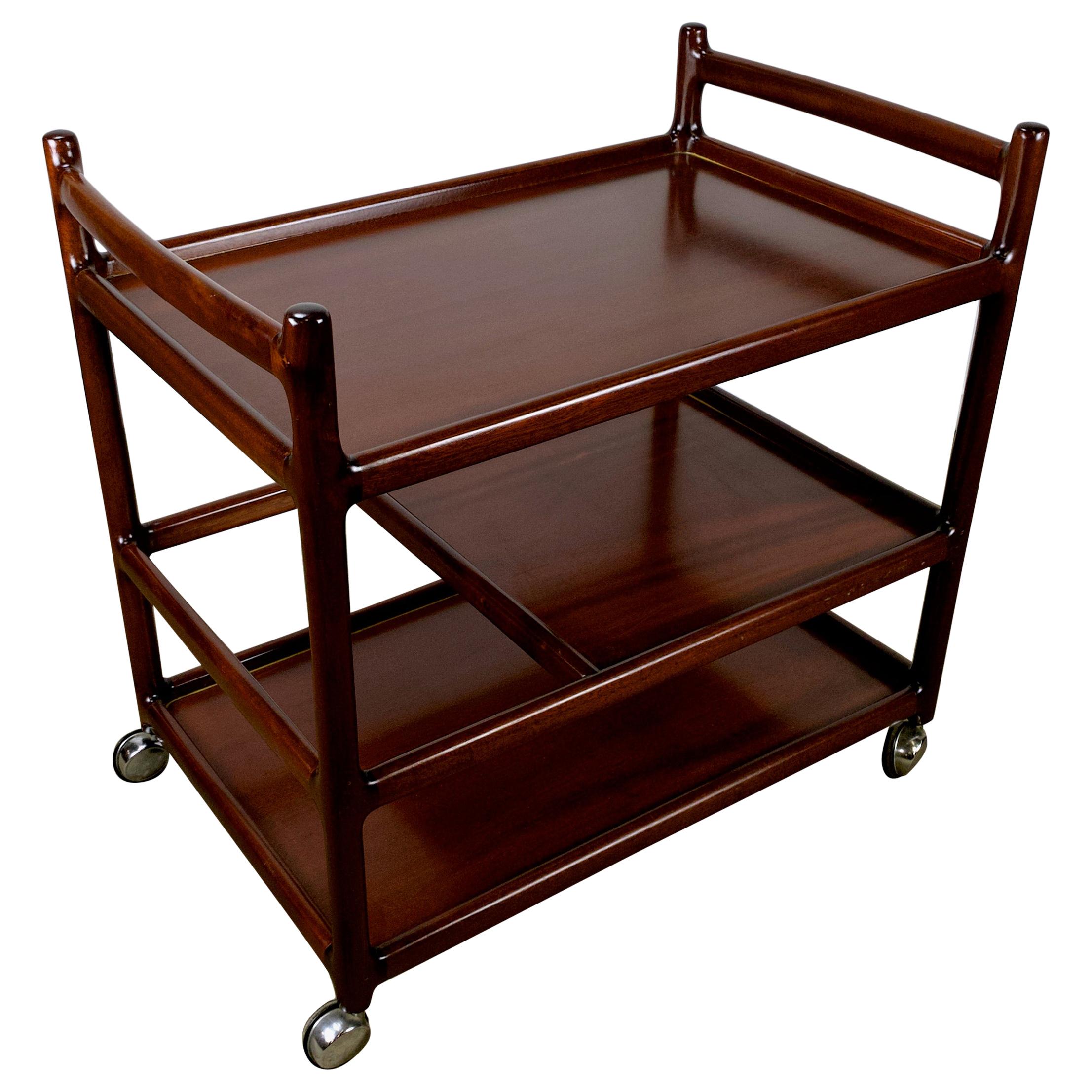 Johannes Andersen Rosewood / Mahogany Tea Trolley or Bar Cart by CFC Silkeborg For Sale
