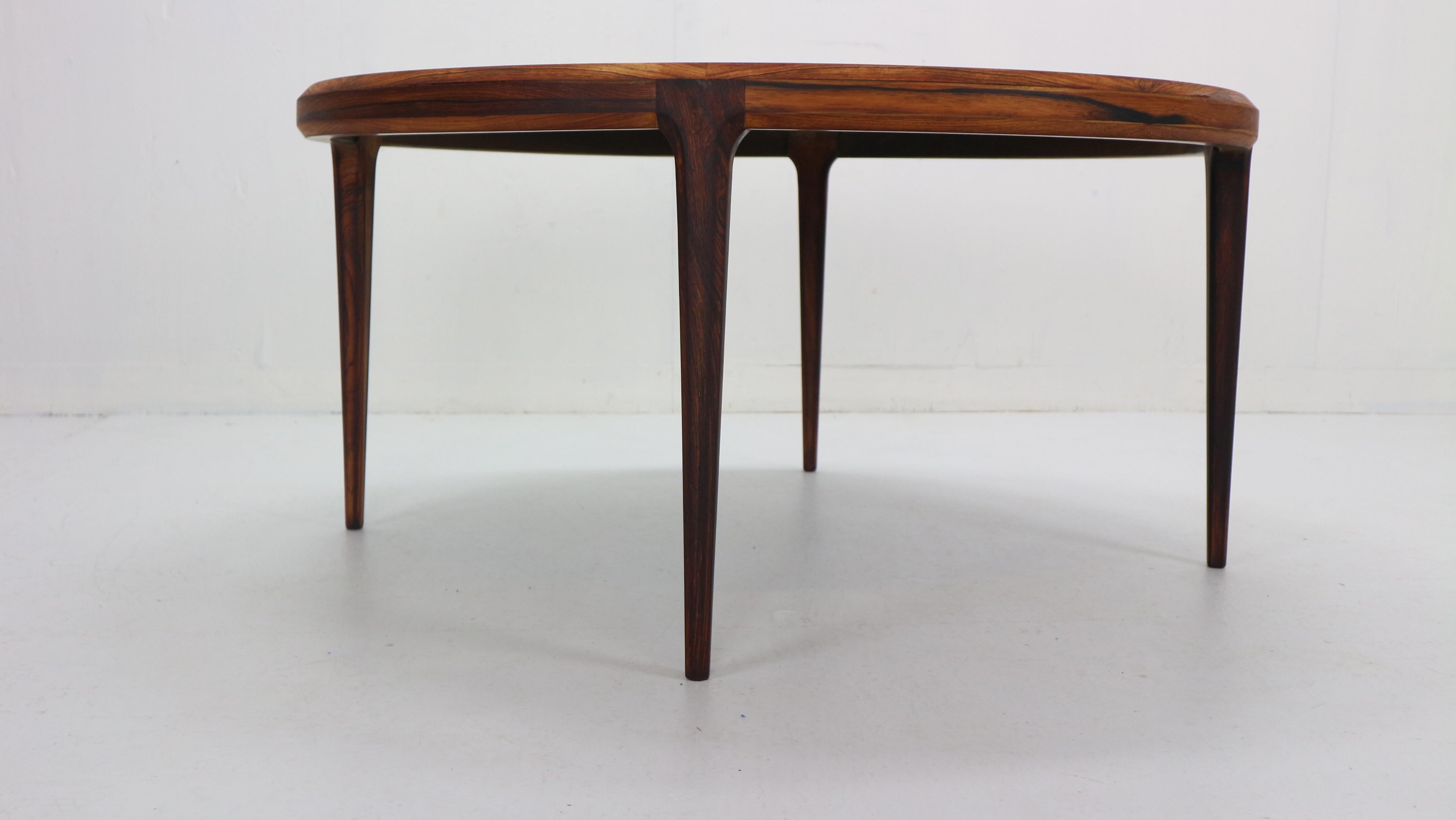 Rosewood Johannes Andersen Round Coffee, Low Table For CFC Silkeborg, 1960s, Denmark