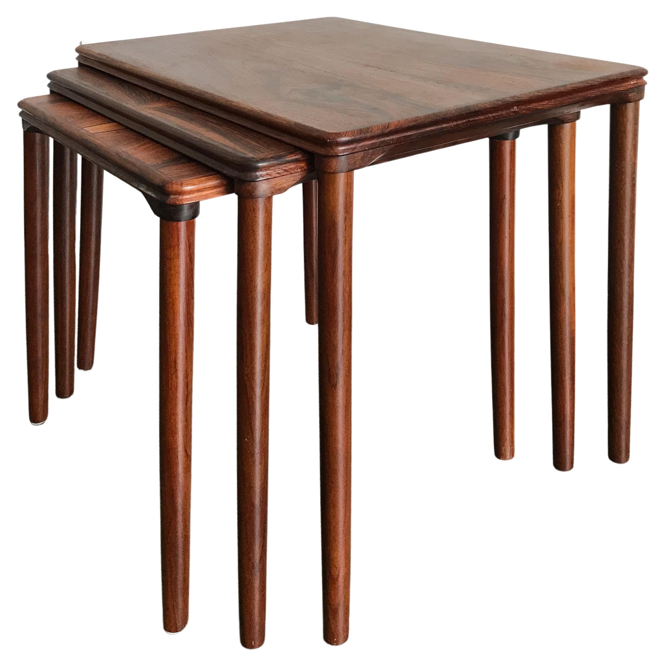 Johannes Andersen Scandinavian Dark Wood Nesting Tables 1960s  For Sale