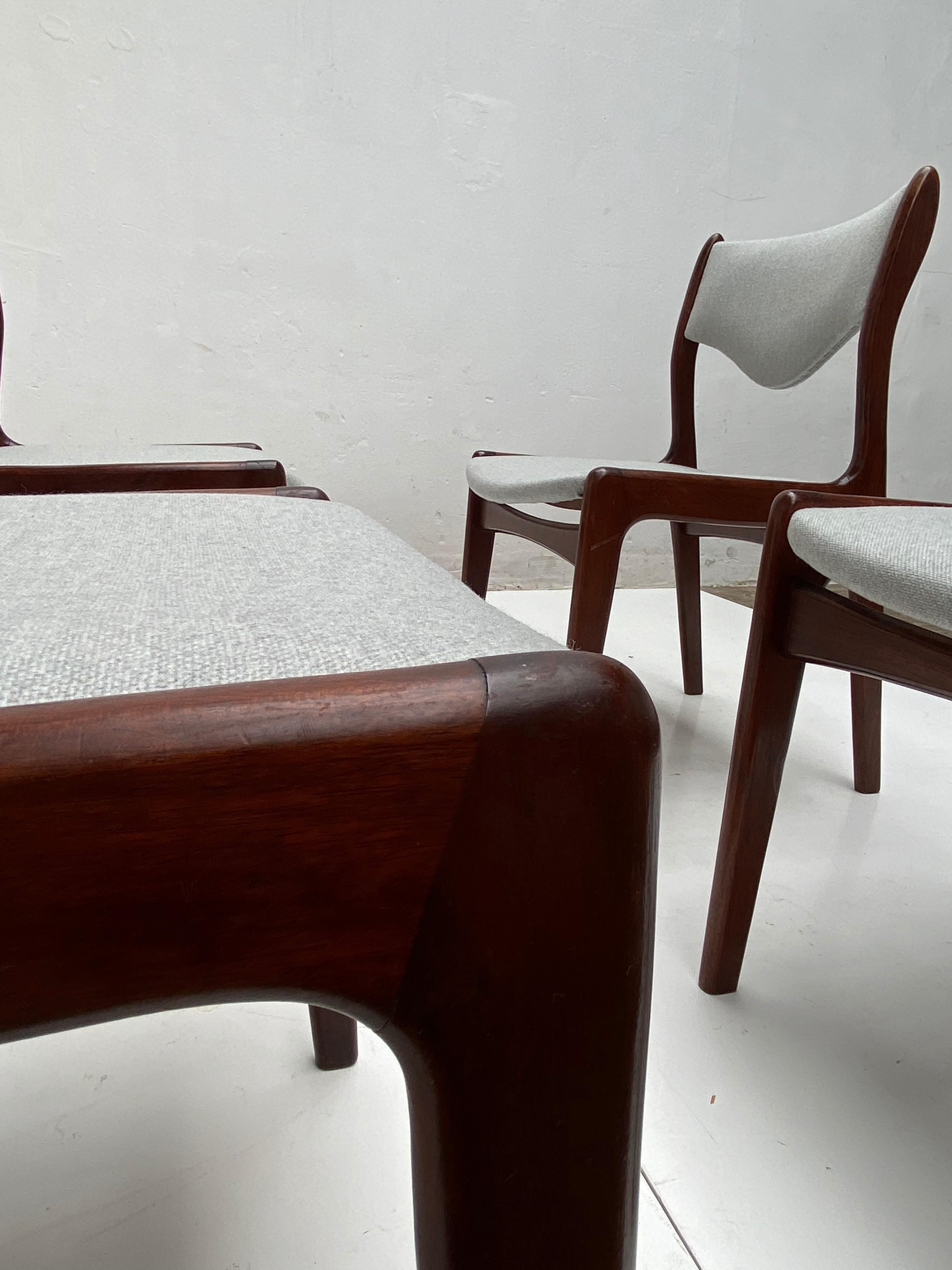 Mid-20th Century Johannes Andersen Set of 4 Solid Teak Dining Chairs produced by Mahjongg, 1960's For Sale