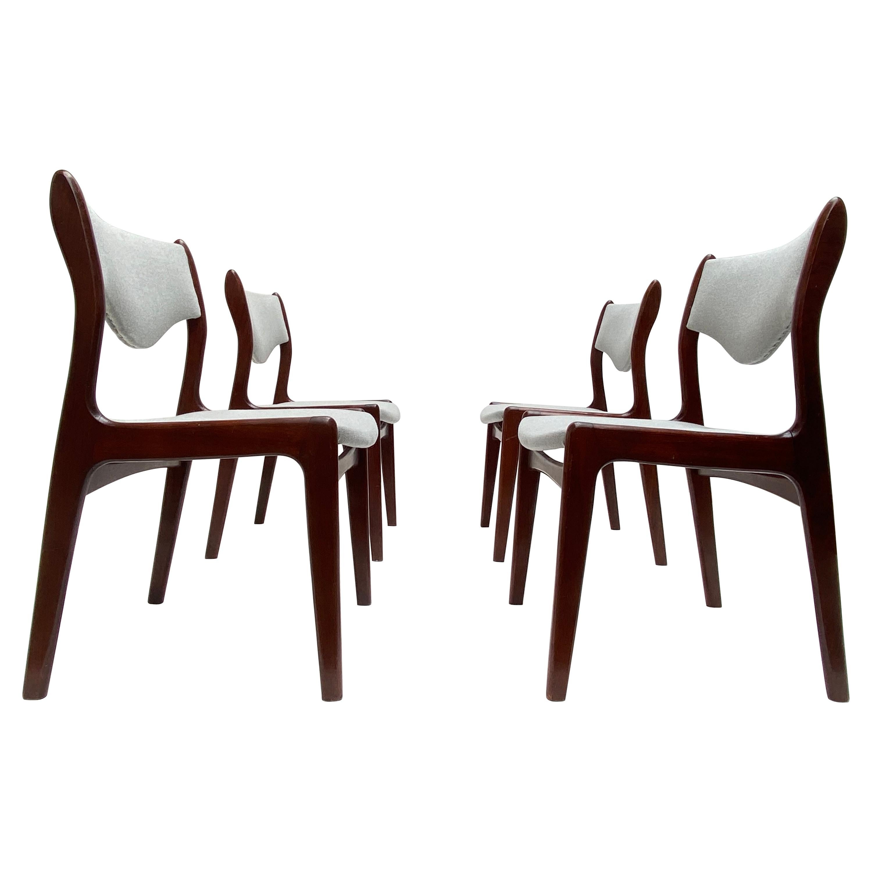 Johannes Andersen Set of 4 Solid Teak Dining Chairs produced by Mahjongg, 1960's