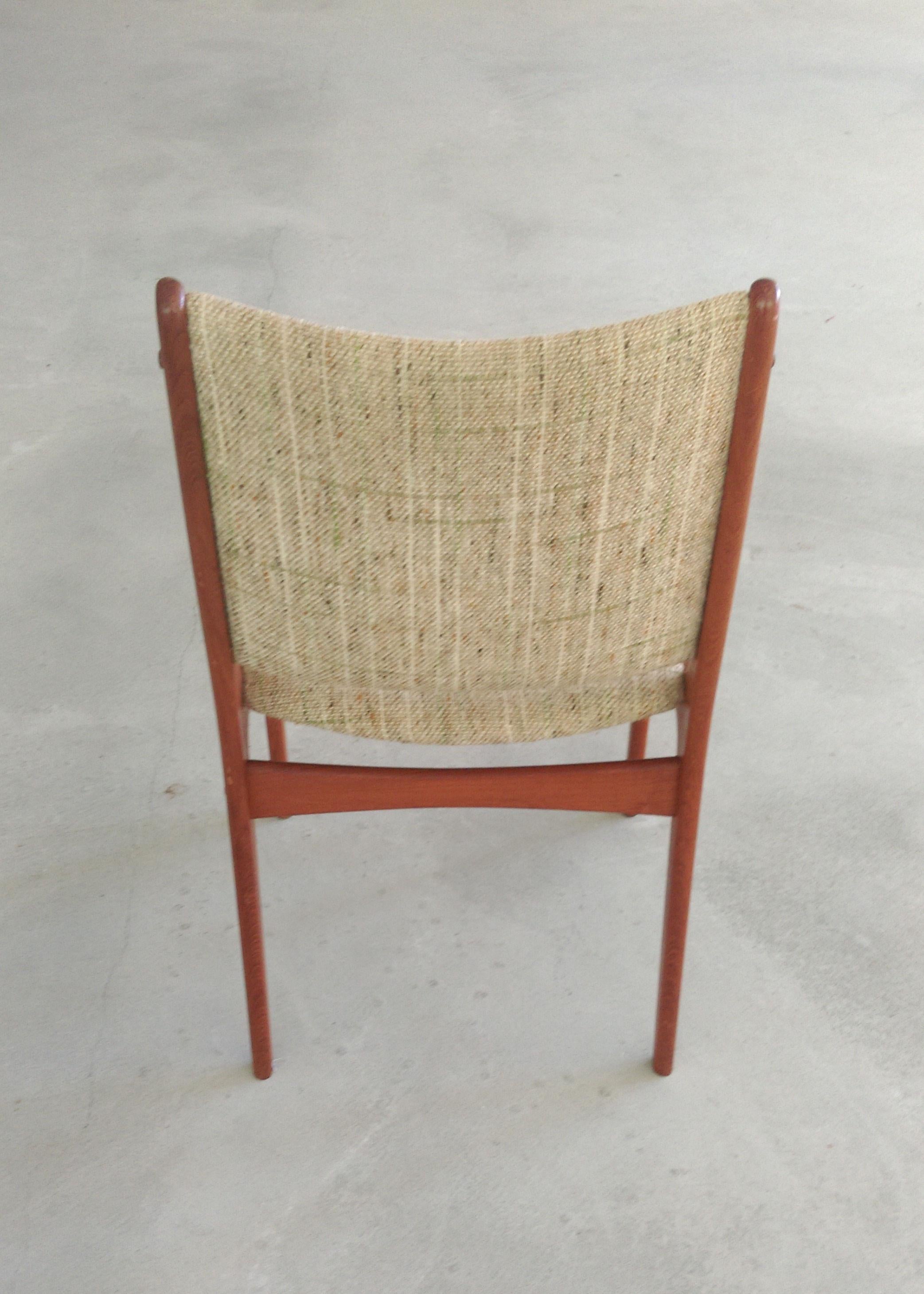 Four Restored Johannes Andersen Teak Dining Chairs Custom Reupholstery Included For Sale 1