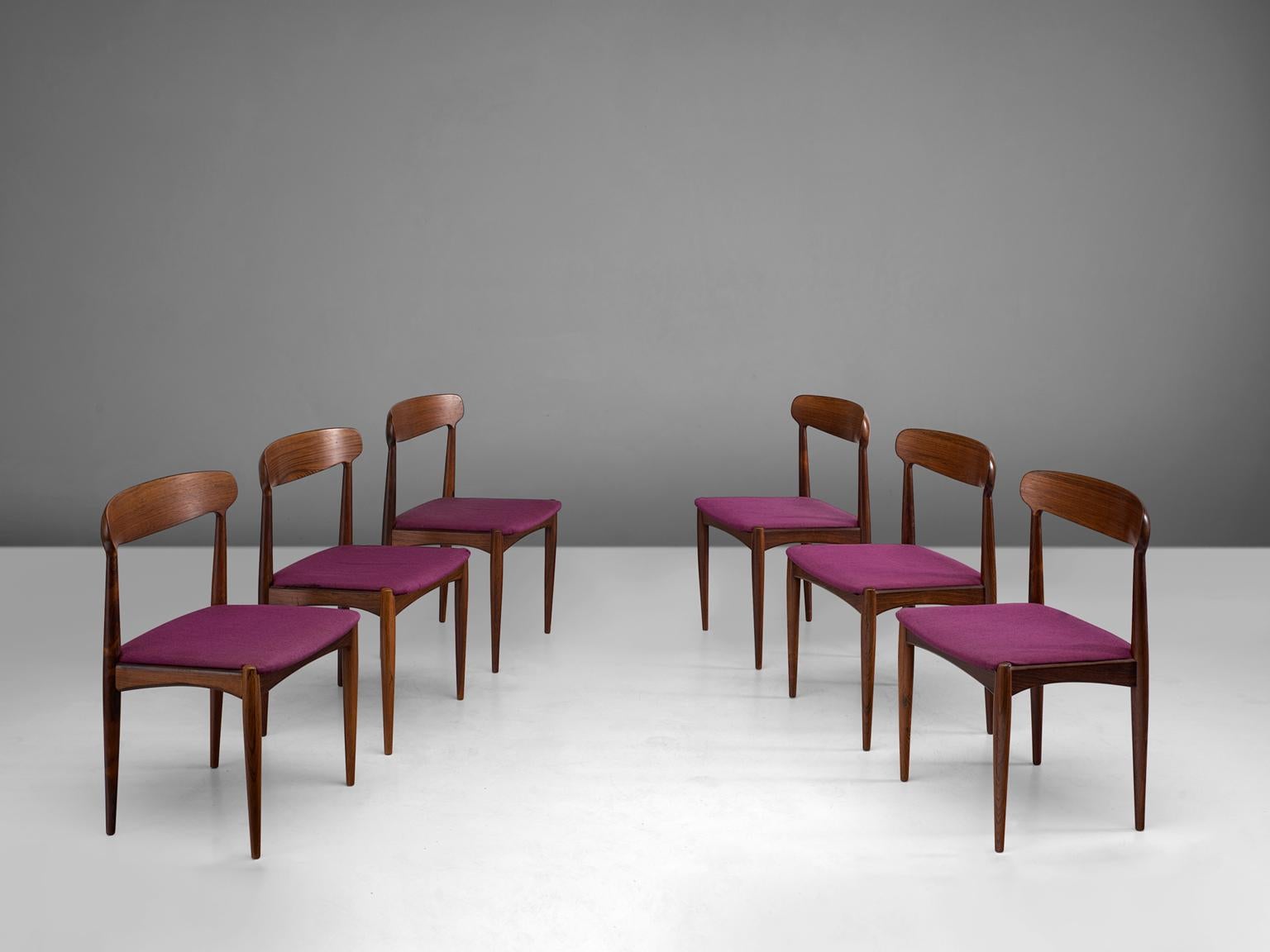 Danish Johannes Andersen Set of Six Dining Chairs in Rosewood