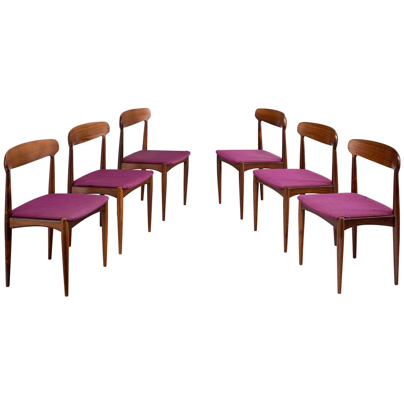 Johannes Andersen Set of Six Dining Chairs in Rosewood