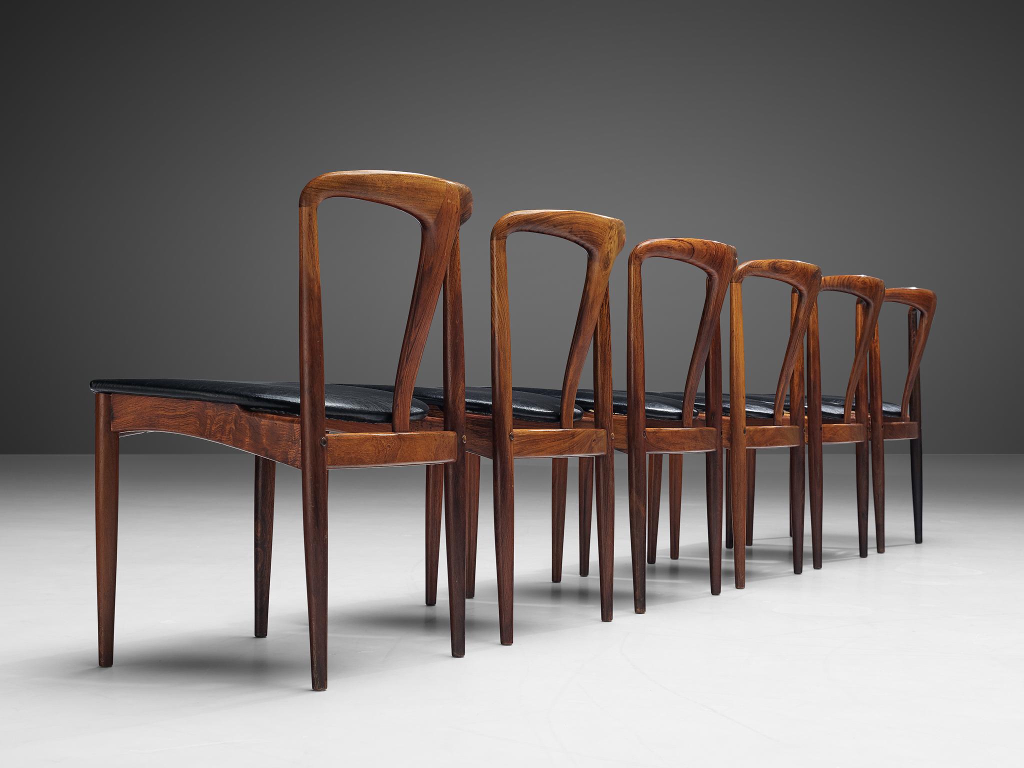 Danish Johannes Andersen Set of Six 'Juliane' Dining Chairs in Rosewood