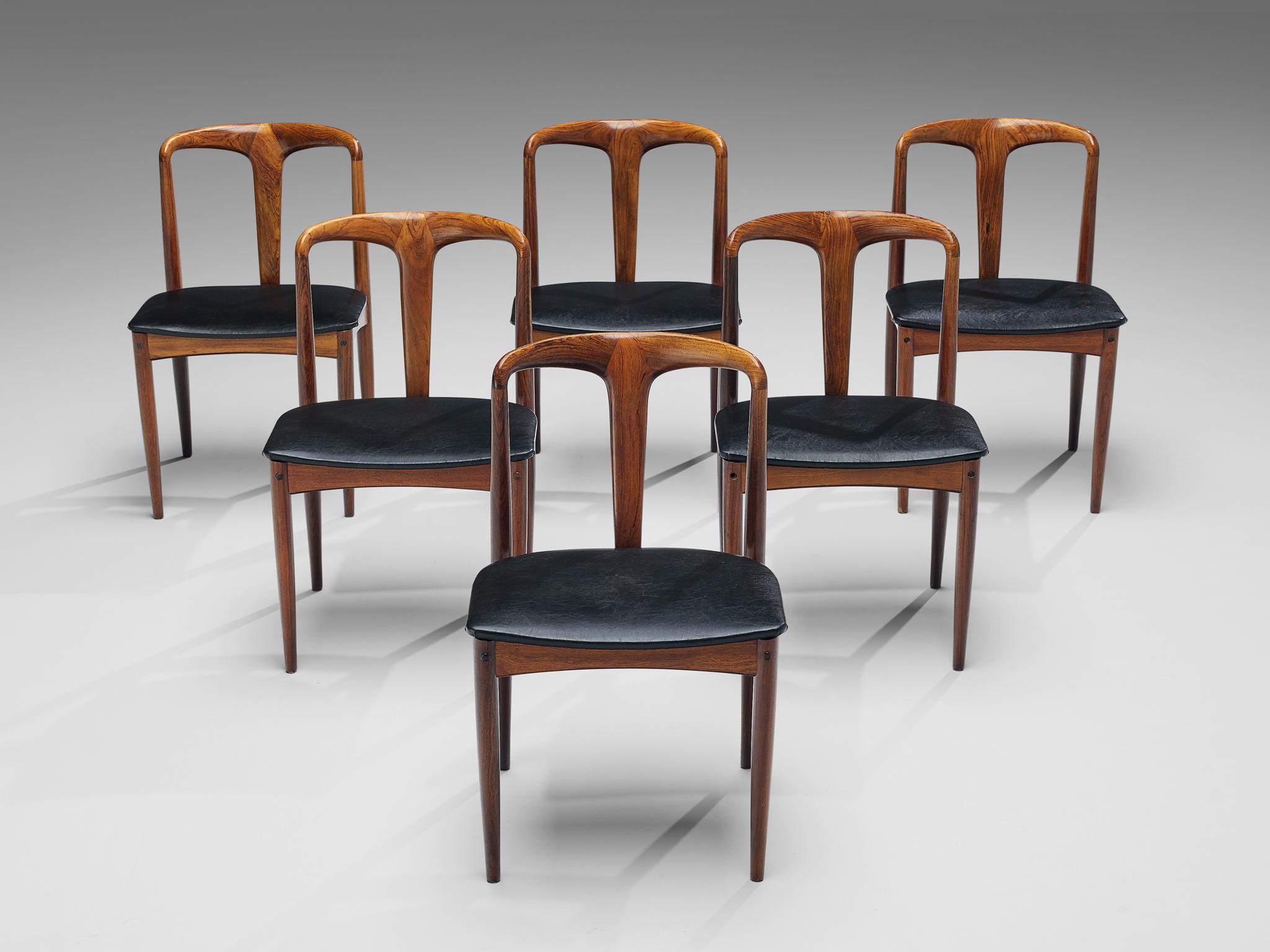 Mid-20th Century Johannes Andersen Set of Six 'Juliane' Dining Chairs in Rosewood