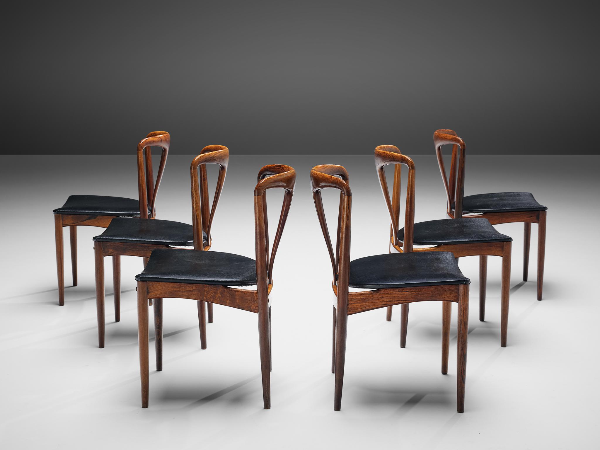 Johannes Andersen Set of Six 'Juliane' Dining Chairs in Rosewood For Sale  at 1stDibs