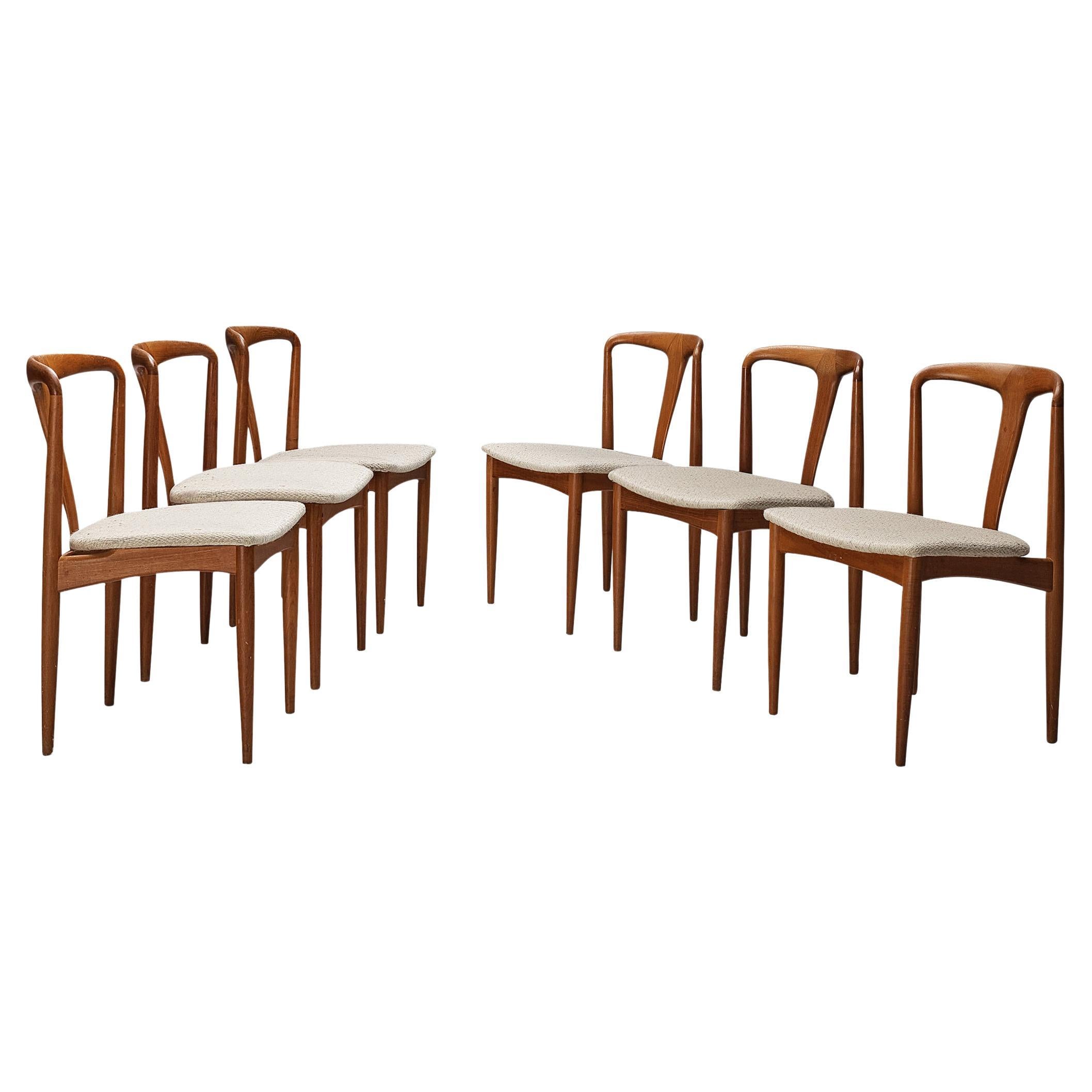 Ensemble de six chaises de salle à mangerJuliane en teck de Johannes Andersen