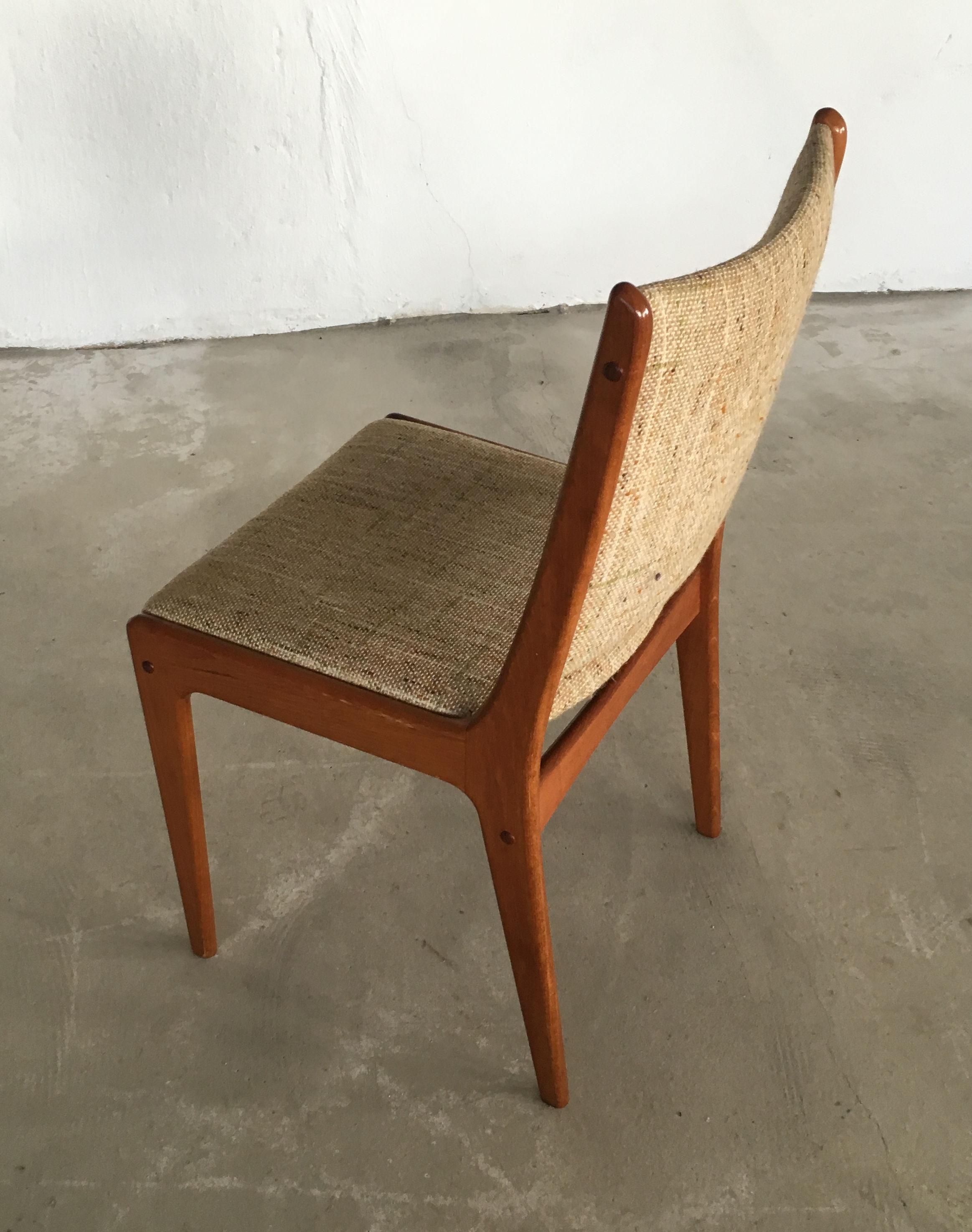 Six Restored Johannes Andersen Teak Dining Chairs Custom Reupholstery Included For Sale 2