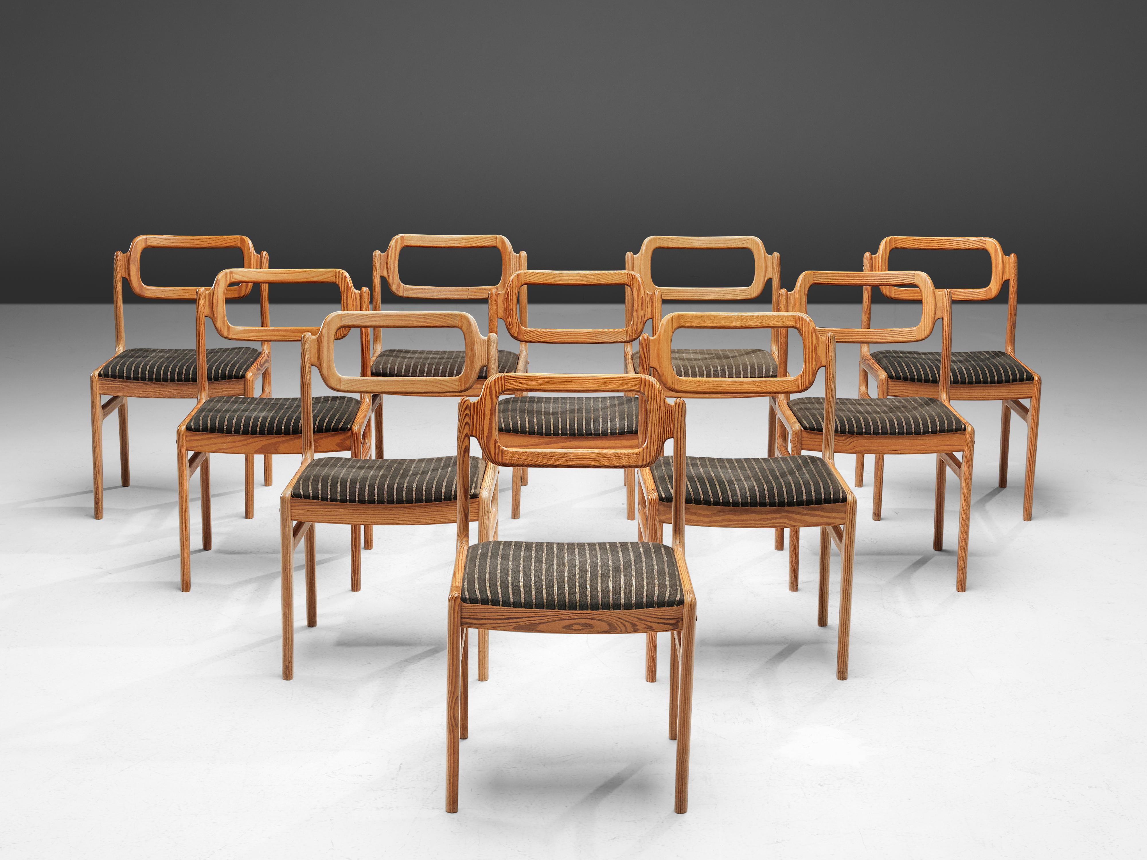 Danish Johannes Andersen Set of Ten Dining Chairs in Pine