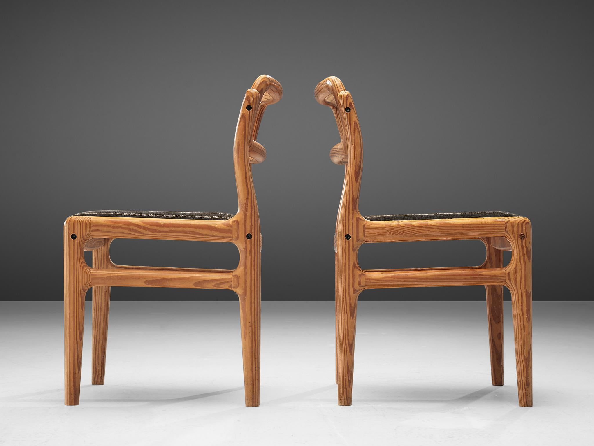 Fabric Johannes Andersen Set of Ten Dining Chairs in Pine  For Sale