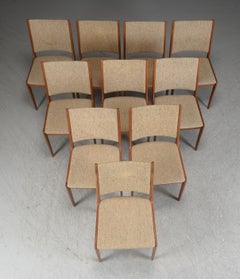 Ten Restored Johannes Andersen Teak Dining Chairs, Custom Reupholstery Included
