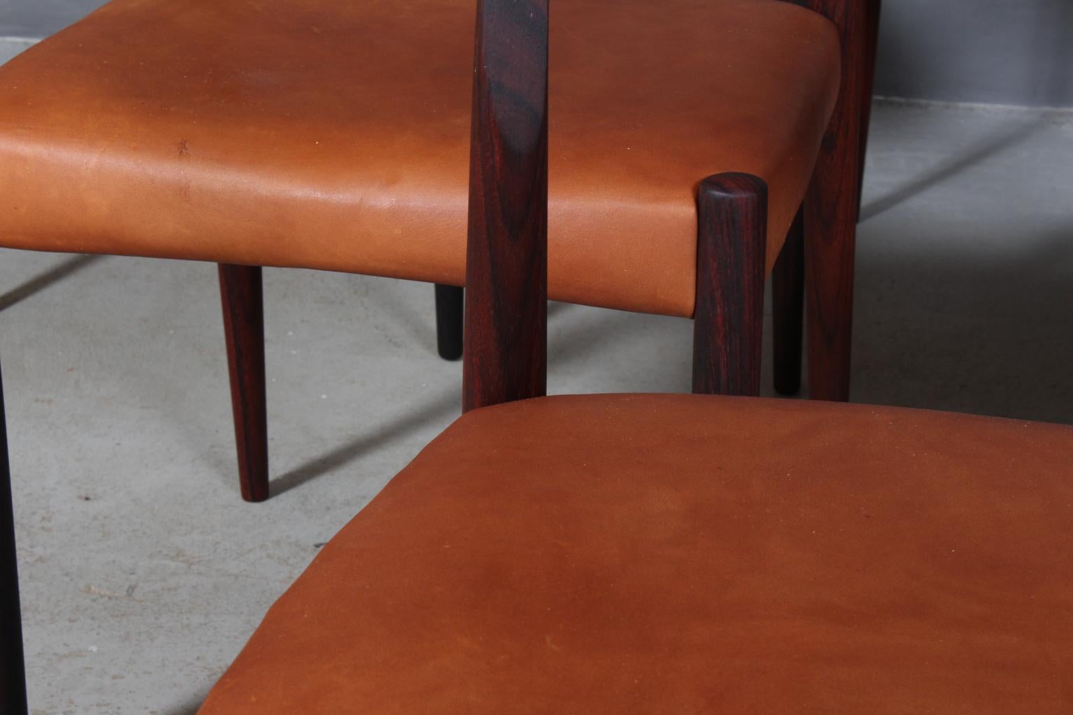 Johannes Andersen Six Dining Chairs, Model Anna, Rosewood and Leather Upholstery In Excellent Condition In Esbjerg, DK