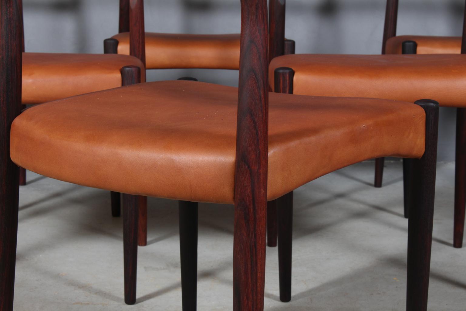 Johannes Andersen Six Dining Chairs, Model Anna, Rosewood and Leather Upholstery 2