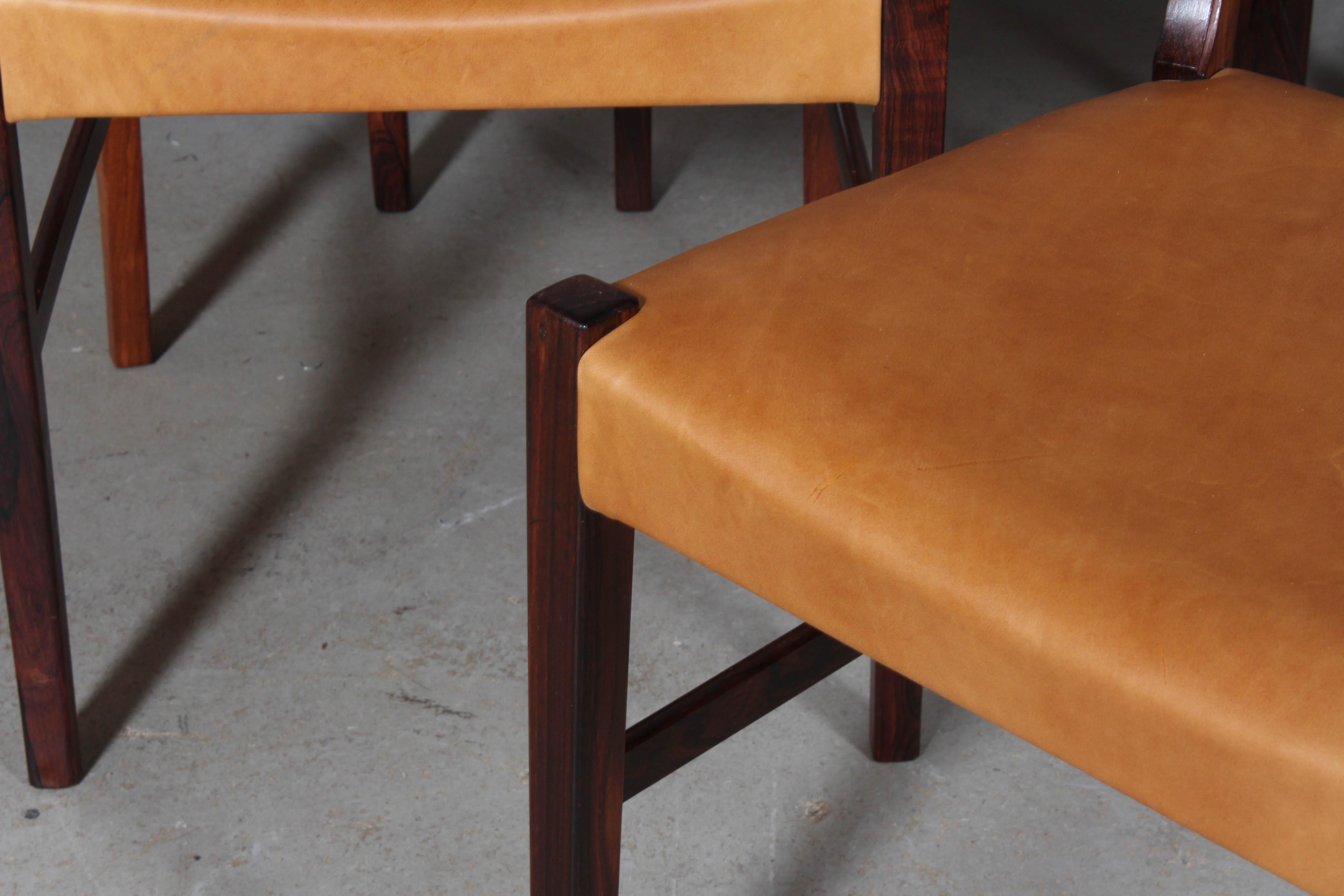 Johannes Andersen Six Dining Chairs, Rosewood and Leather Upholstery In Excellent Condition In Esbjerg, DK