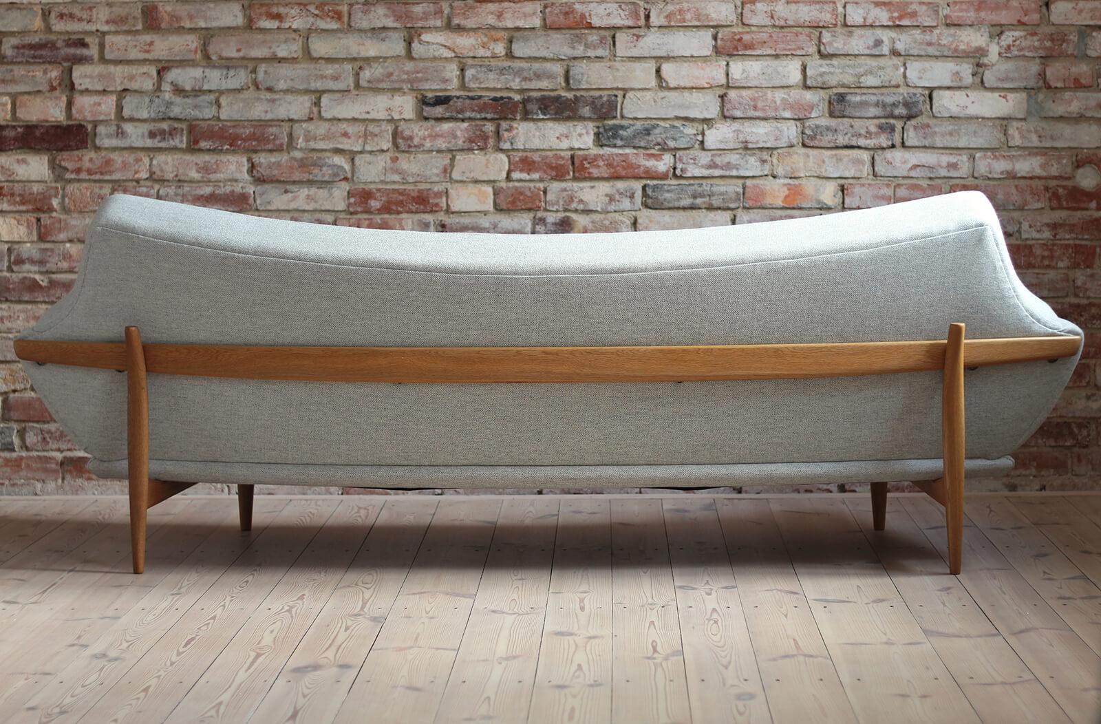 Wood Johannes Andersen Sofa for AB Trensums Reupholstered in Kvadrat Fabric, 1950s