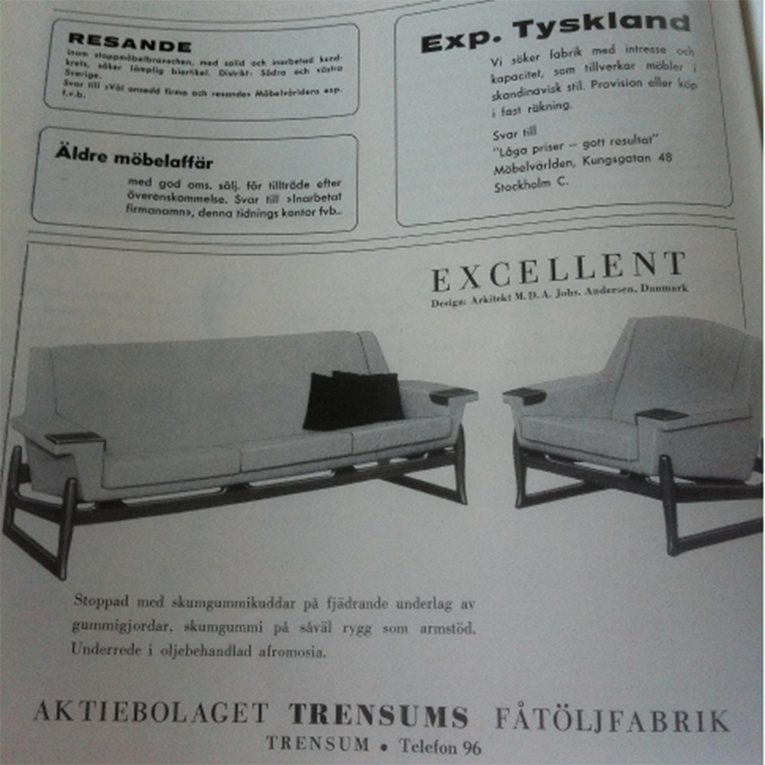 Johannes Andersen Sofa Set, AB Trensums, Mid-Century Modern, Scandinavian Design 10