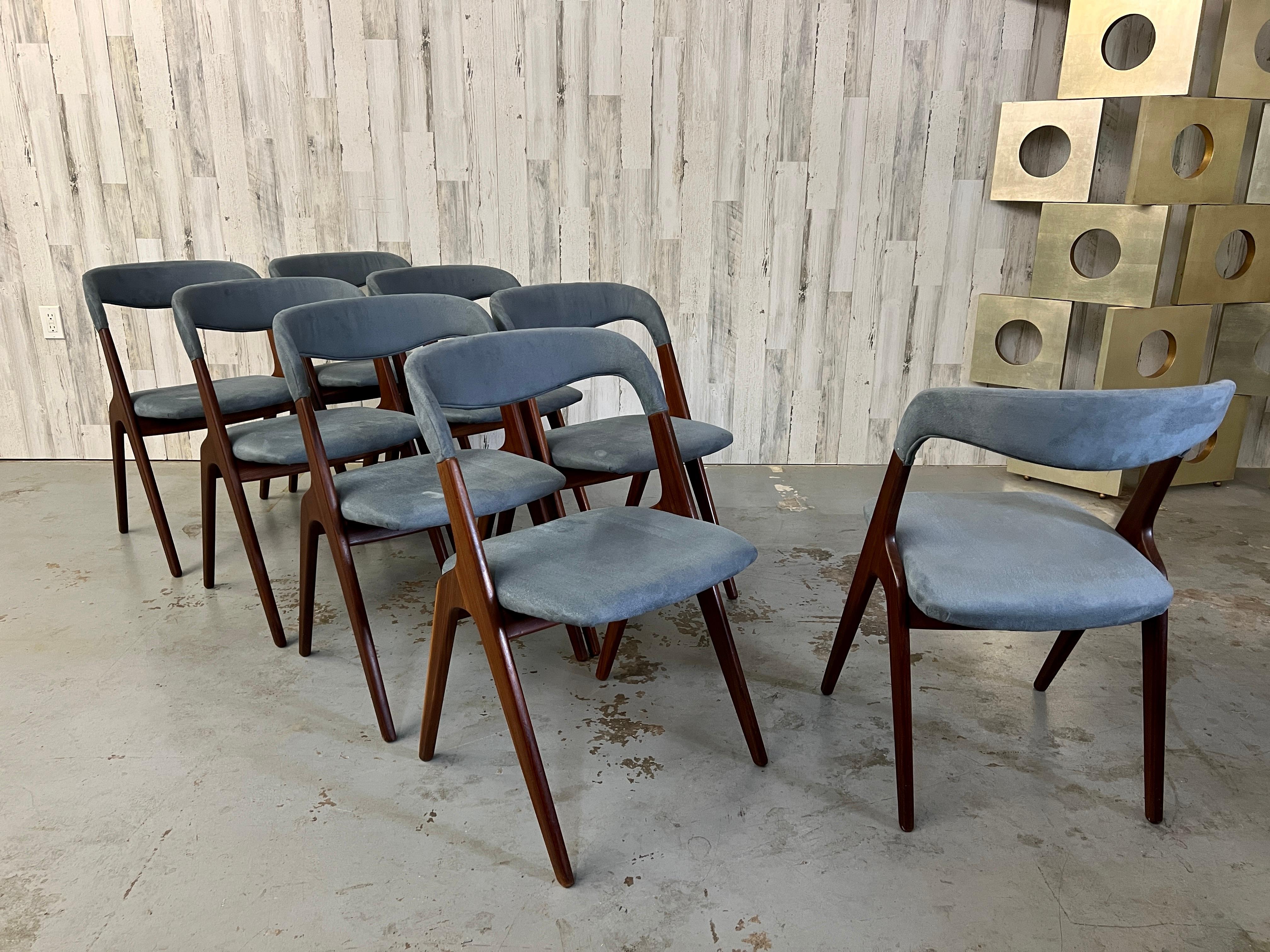 Scandinavian Modern Johannes Andersen 'Sonja' Dining Chairs Set of Eight