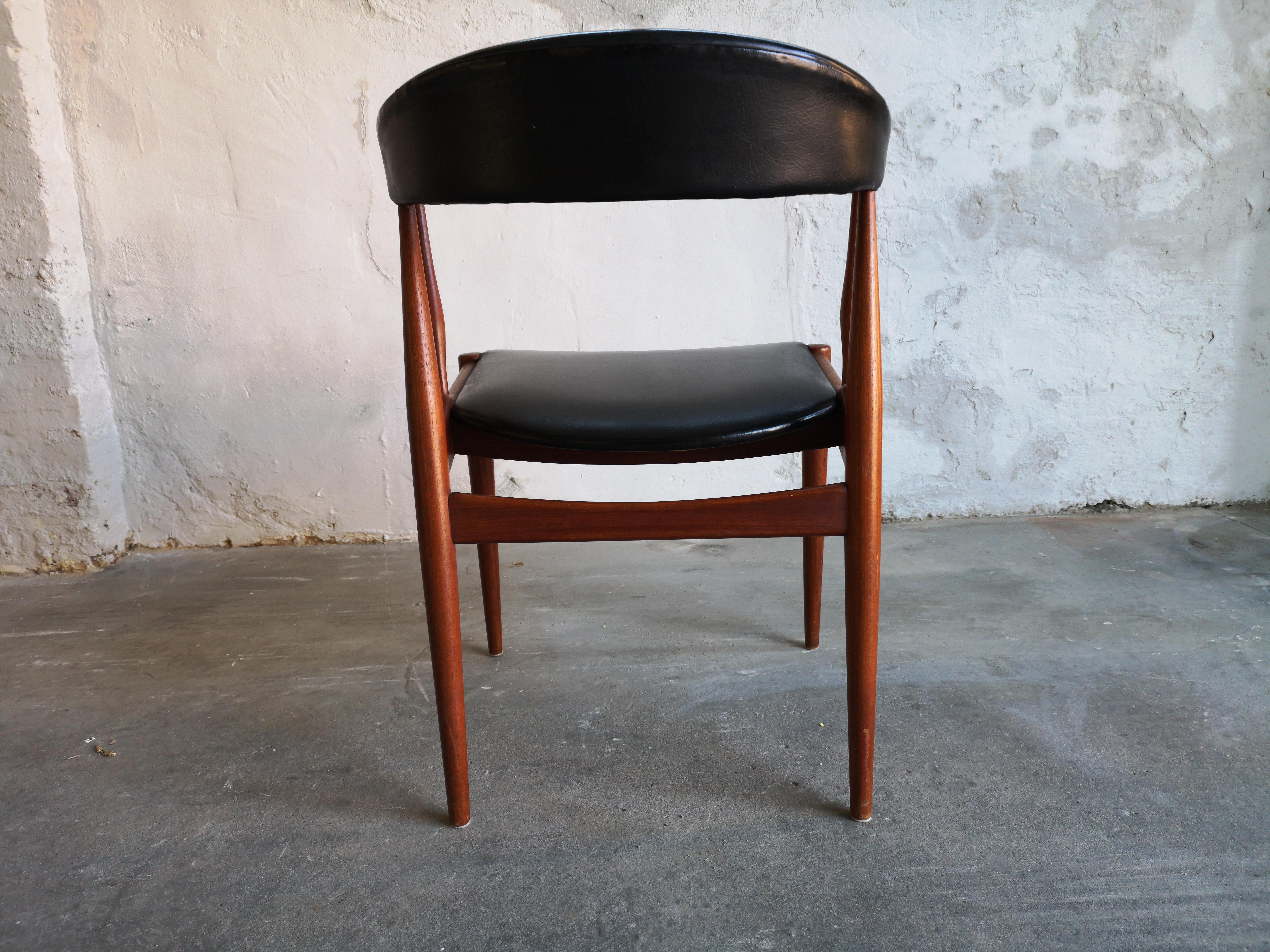 20th Century Johannes Andersen Teak Chair, Model BA113, Black Vinyl Upholstery