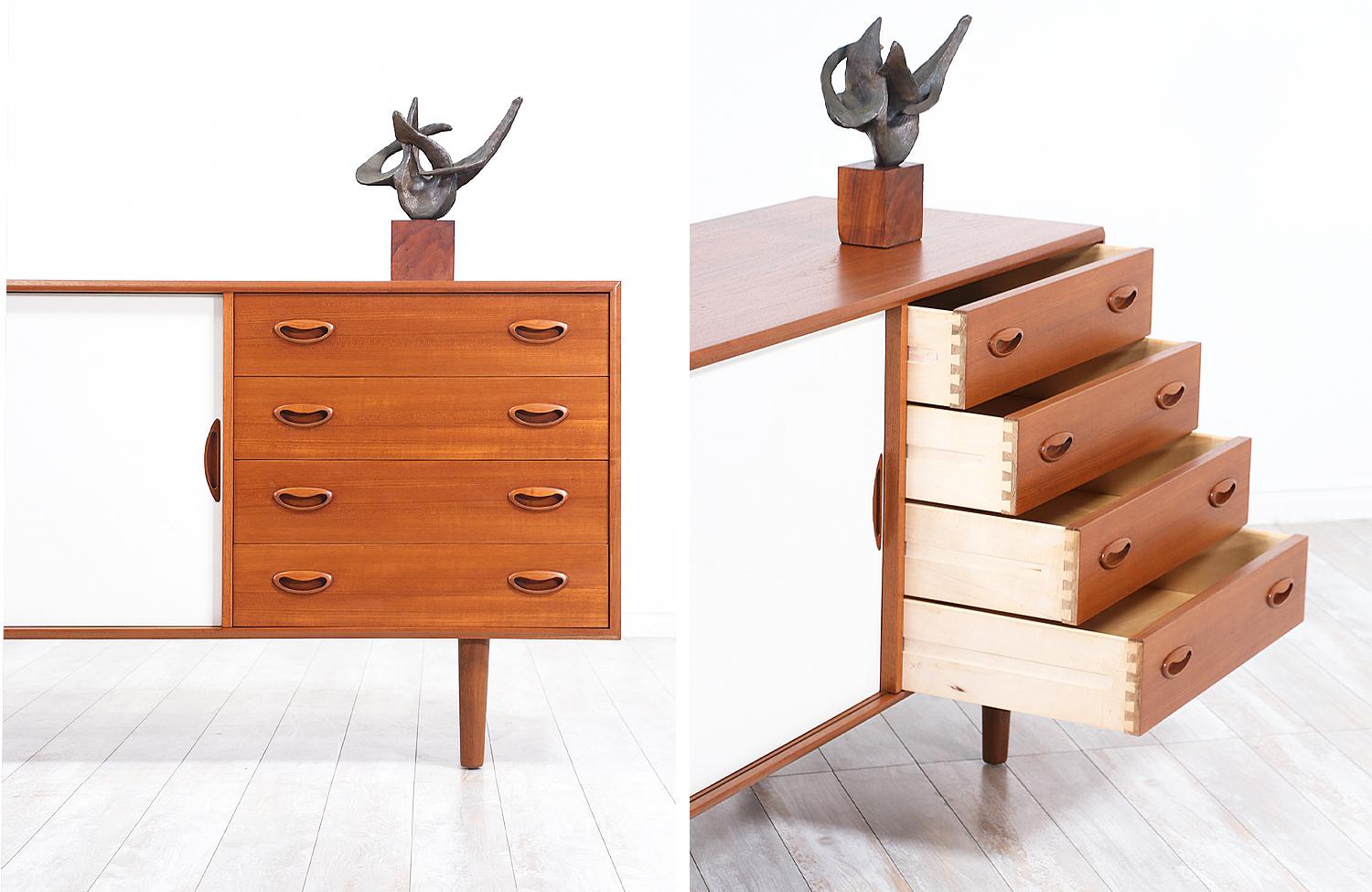 Johannes Andersen Teak Credenza with Lacquered Doors for Georg Pedersens 6