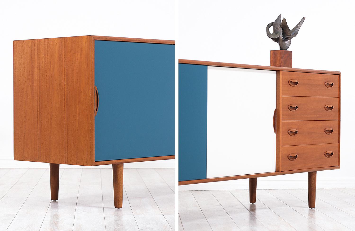 Johannes Andersen Teak Credenza with Lacquered Doors for Georg Pedersens 7