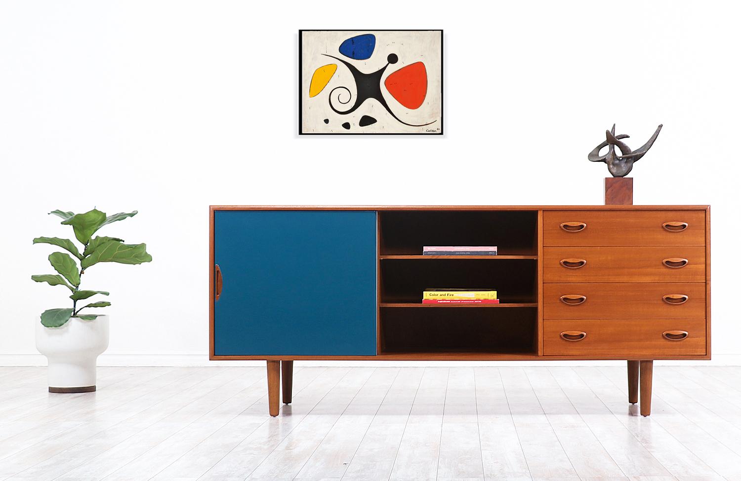 Danish Johannes Andersen Teak Credenza with Lacquered Doors for Georg Pedersens