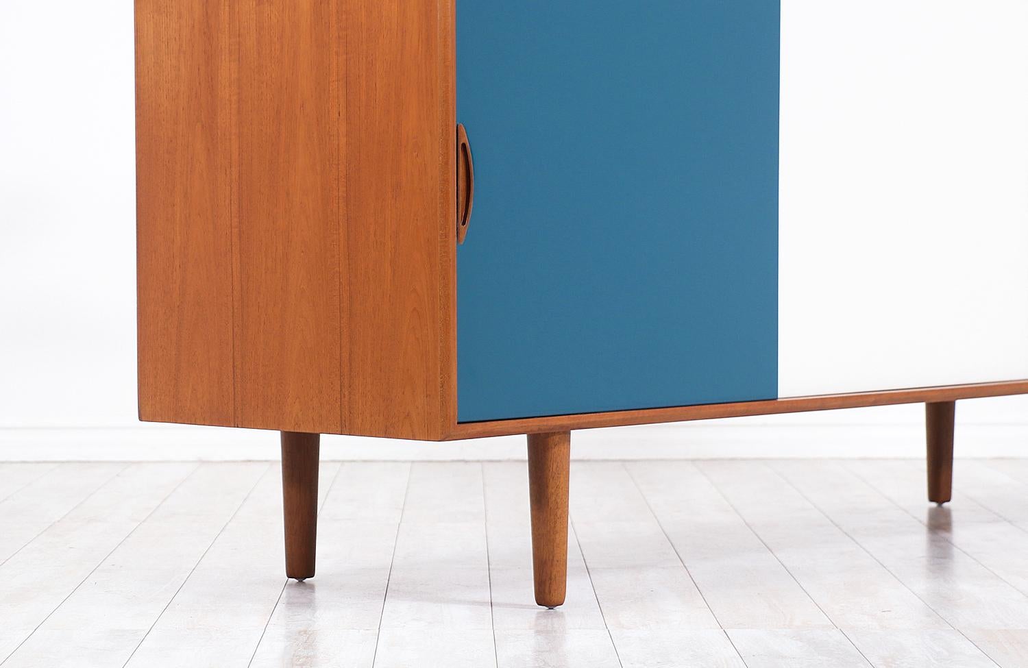 Johannes Andersen Teak Credenza with Lacquered Doors for Georg Pedersens 1