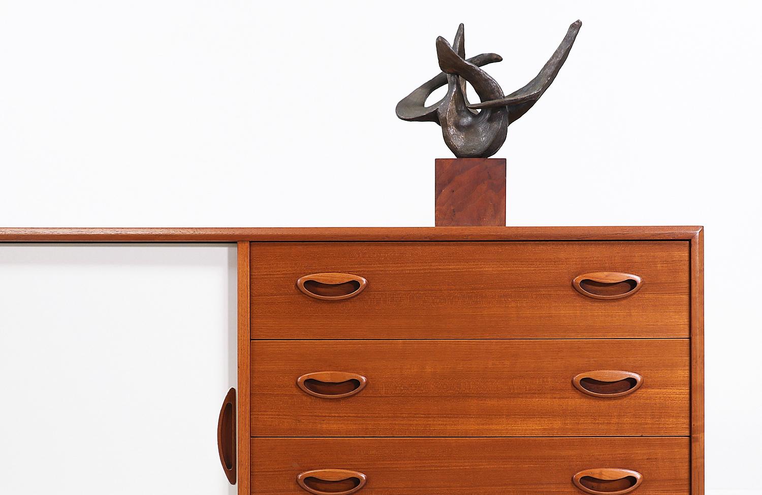 Johannes Andersen Teak Credenza with Lacquered Doors for Georg Pedersens 3