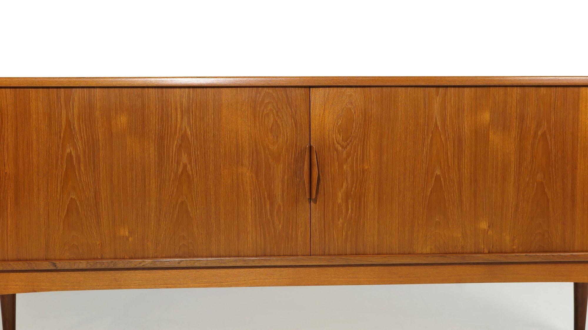 Scandinavian Modern Johannes Andersen Teak Credenza with Sculpted Pulls For Sale