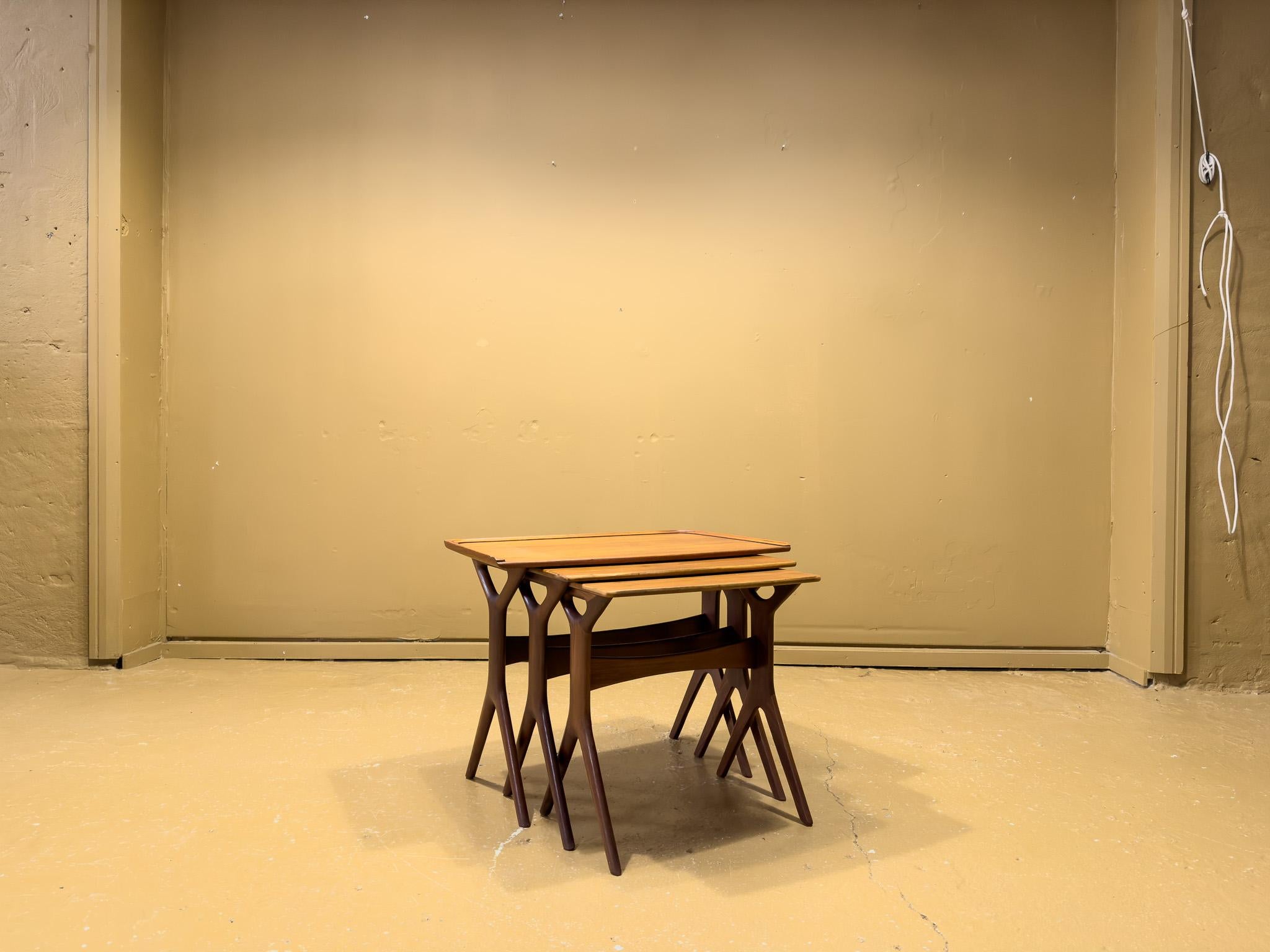 Mid-Century Modern Johannes Andersen Teak Nesting Tables For Sale