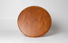 Johannes Andersen Teak Round Coffee Table with Cane Shelf