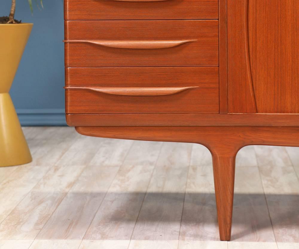 Wood Johannes Andersen Teak Tambour-Door Credenza for Uldum Møbelfabrik