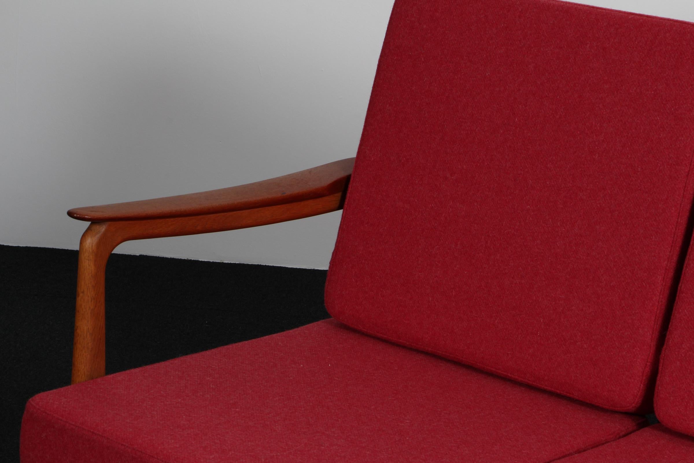 Danish Johannes Andersen Three Seat Sofa, Oak and Teak, Denmark, 1960s For Sale