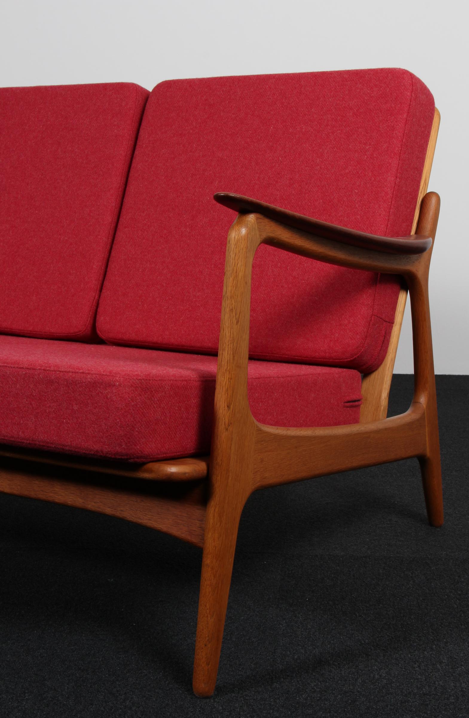 Mid-20th Century Johannes Andersen Three Seat Sofa, Oak and Teak, Denmark, 1960s For Sale