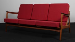 Johannes Andersen Three Seat Sofa, Oak and Teak, Denmark, 1960s