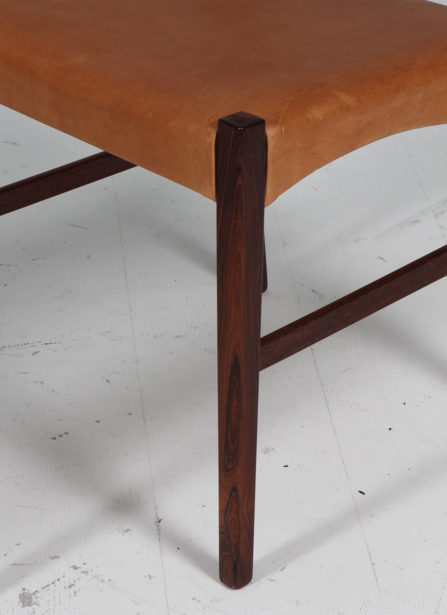 Danish Johannes Andersen two Dining Chairs, Rosewood and Leather Upholstery For Sale