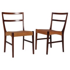 Johannes Andersen two Dining Chairs, Rosewood and Leather Upholstery