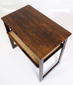 Table d'appoint en palissandre et osier de Johannes Andersen des années 1960.