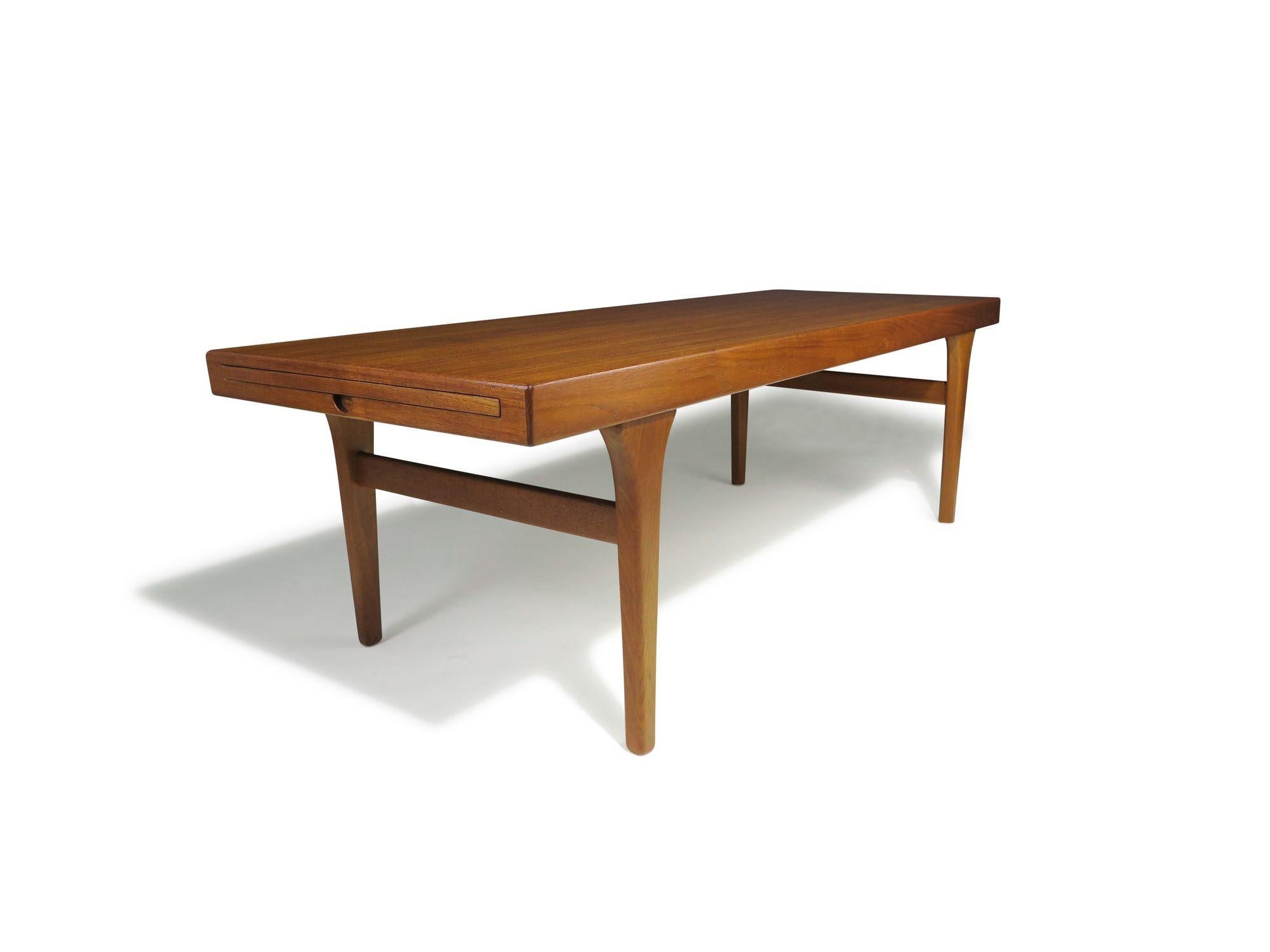 Johannes Anderseon Teak Coffee table with Pullout Trays For Sale 4